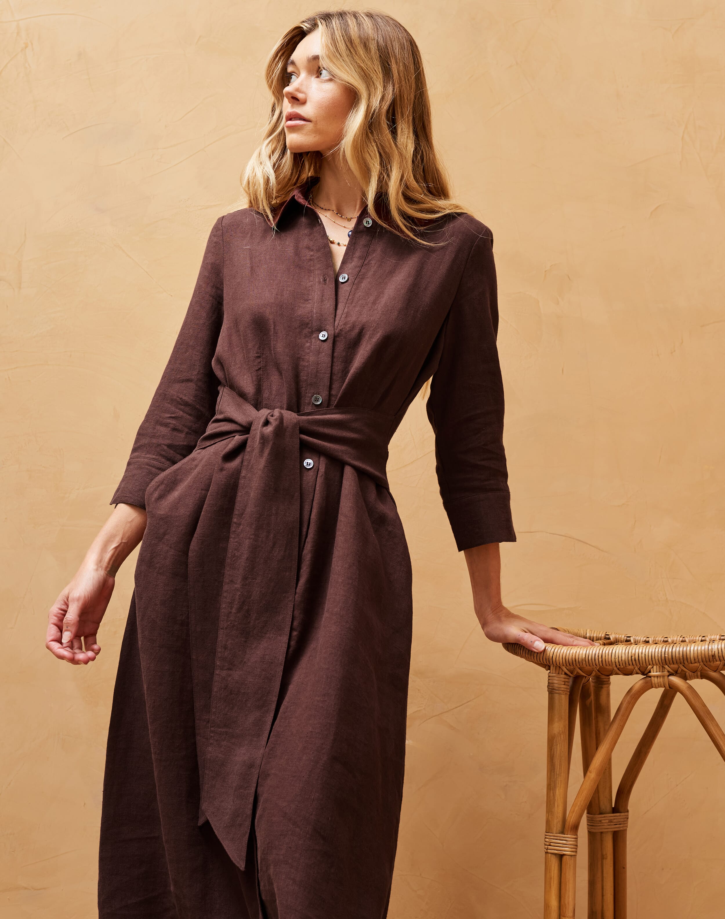 Brown Linen Shirt Dress Women s Dresses Brora Fashion