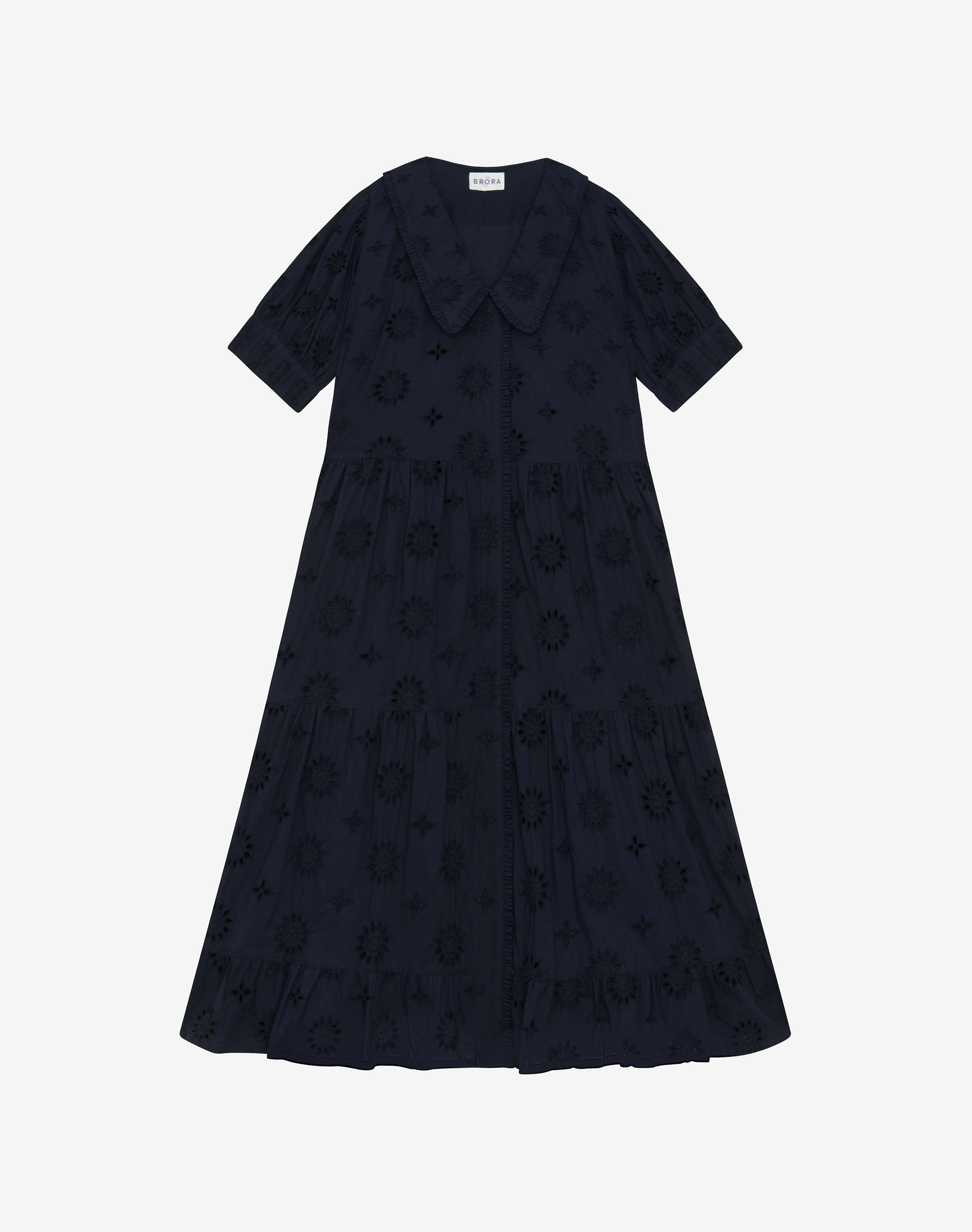 Navy Broderie Anglaise Dress | Women's Dresses | Brora Fashion