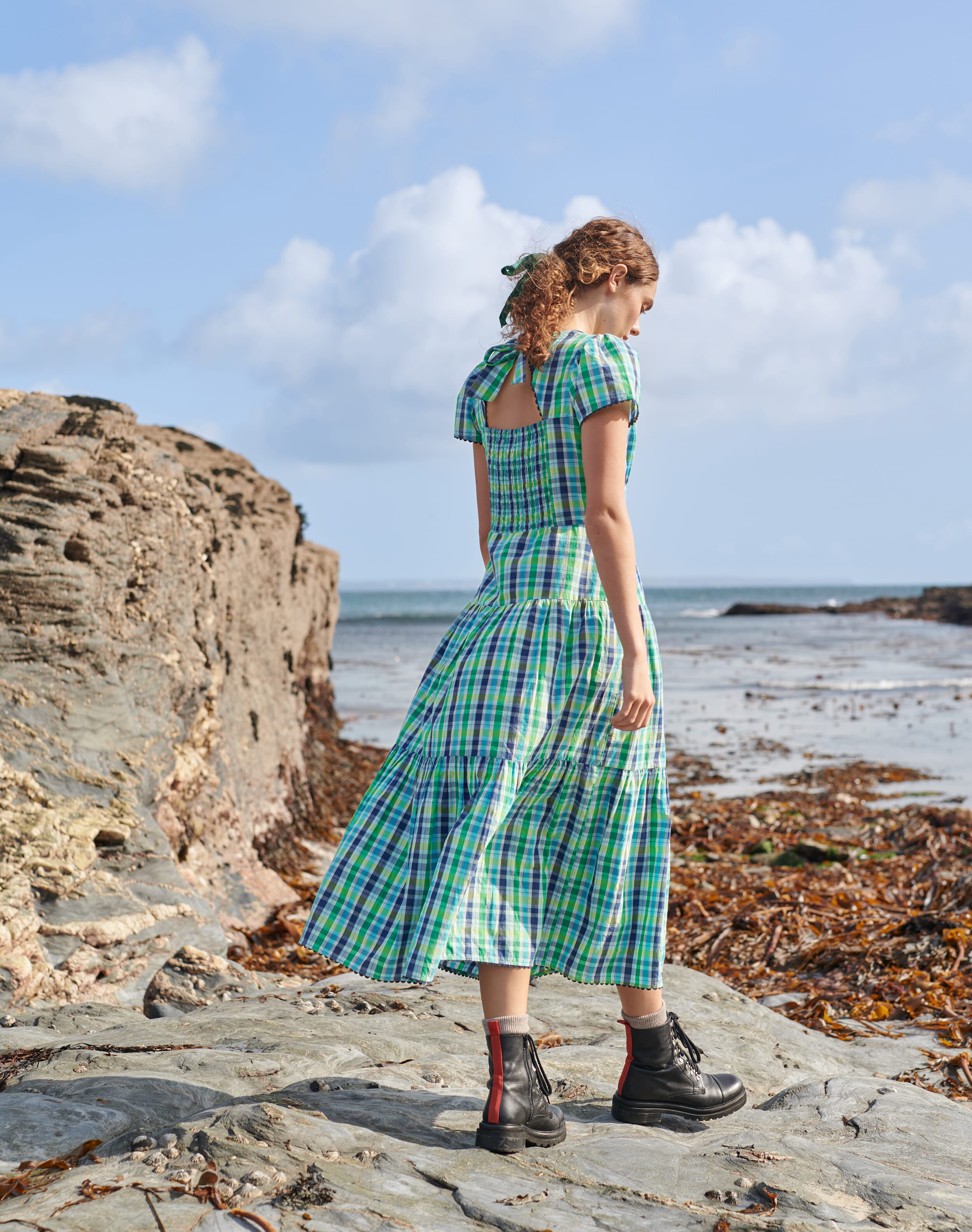 トップス theredthread S layered dress bug check THEREDTHREAD / ザレッドスレッド】S layered dress bug check
