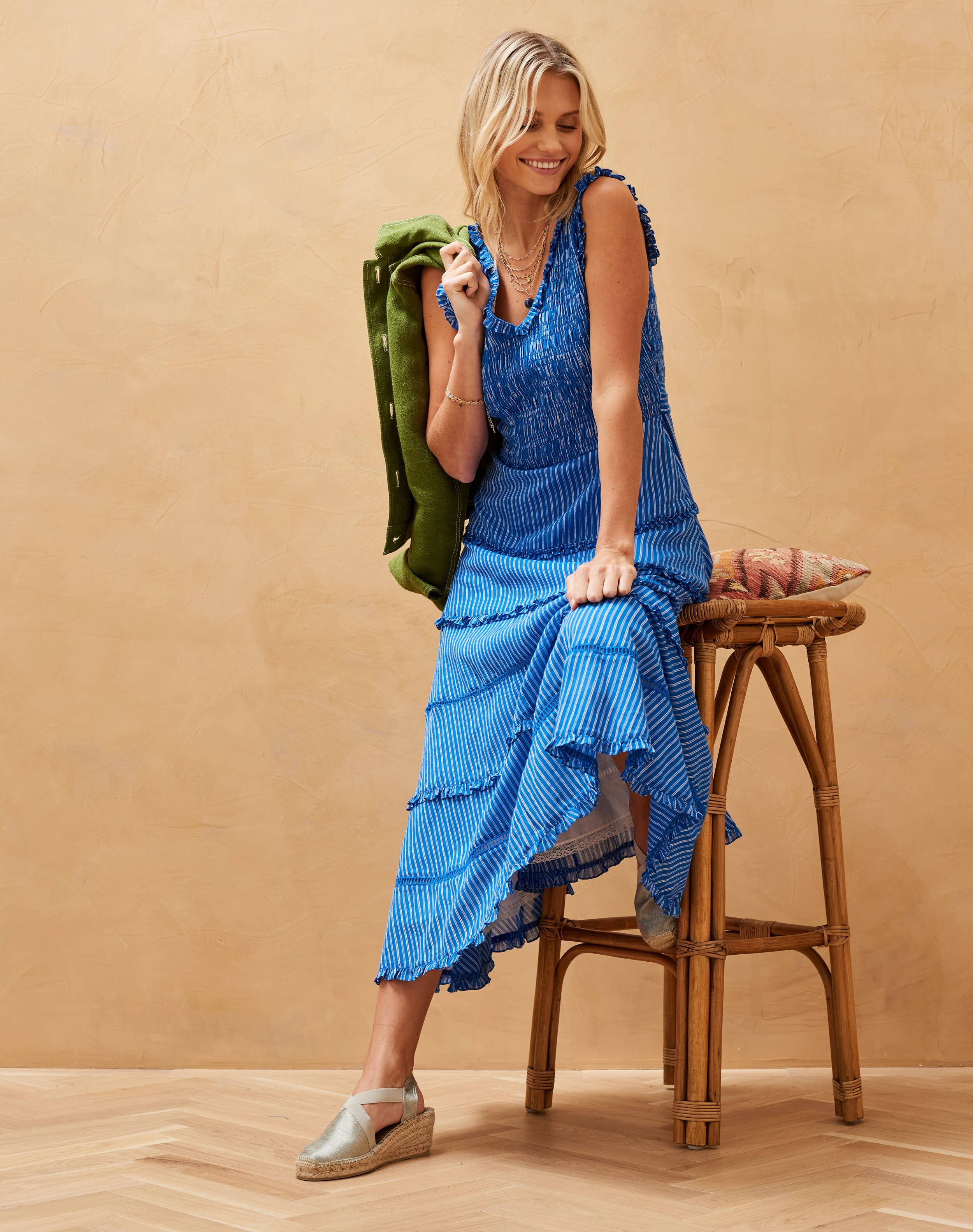 Blue Cotton Stripe Sundress | Women's Dresses | Brora Fashion