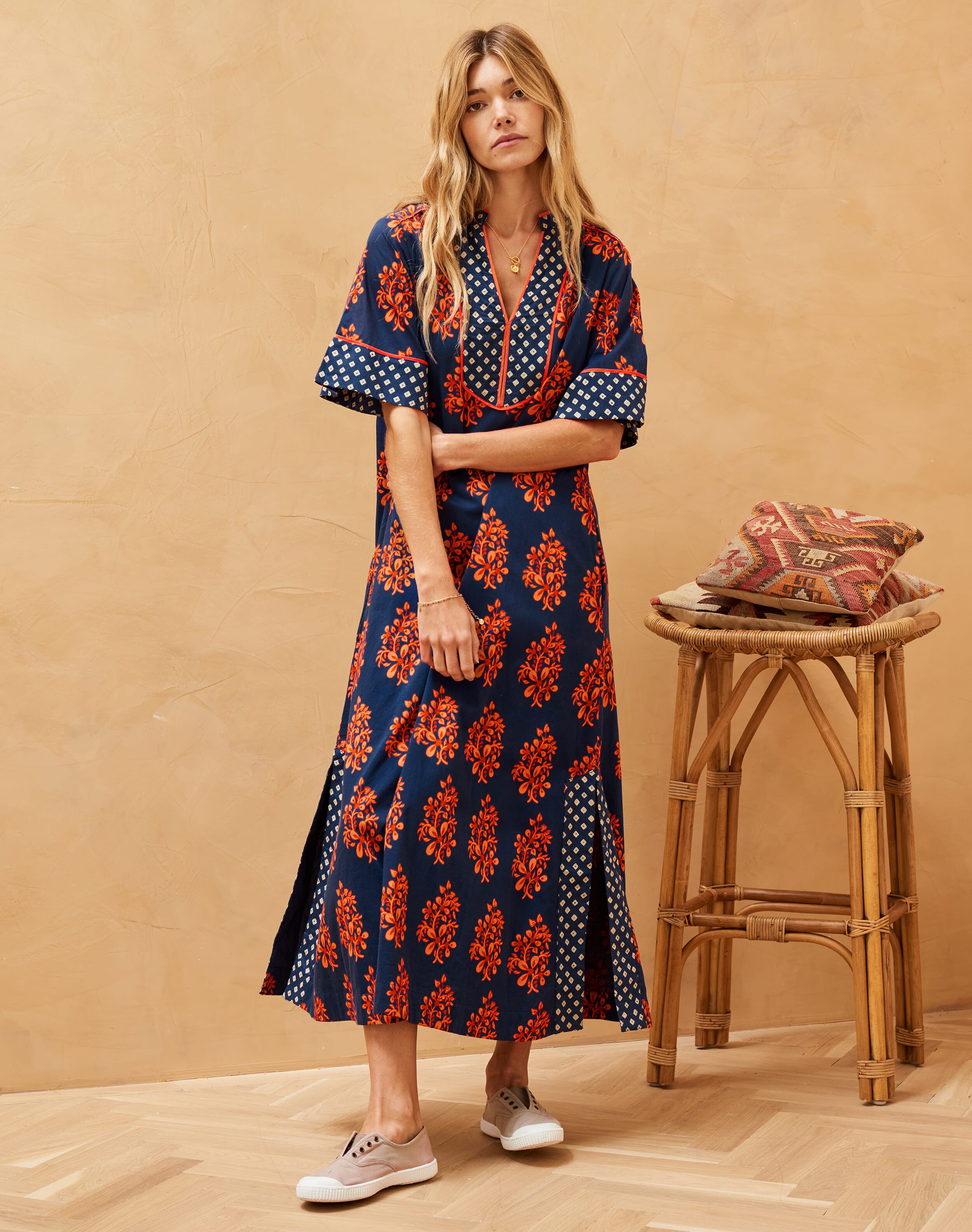 Organic Cotton Patchwork Kaftan Women s Dresses Brora Fashion