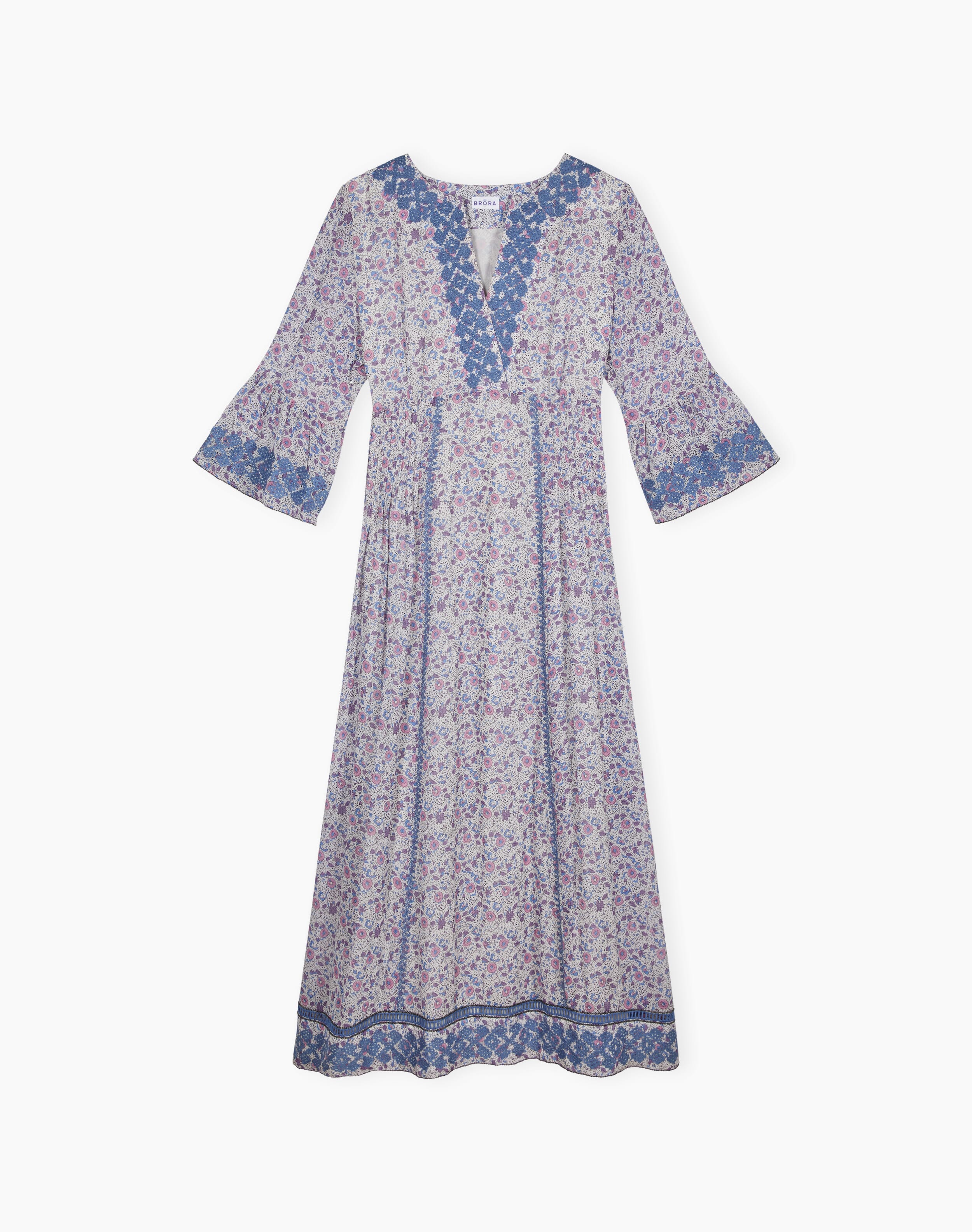 Silk Embroidered Pintuck Dress in Lavender | Women's | Brora