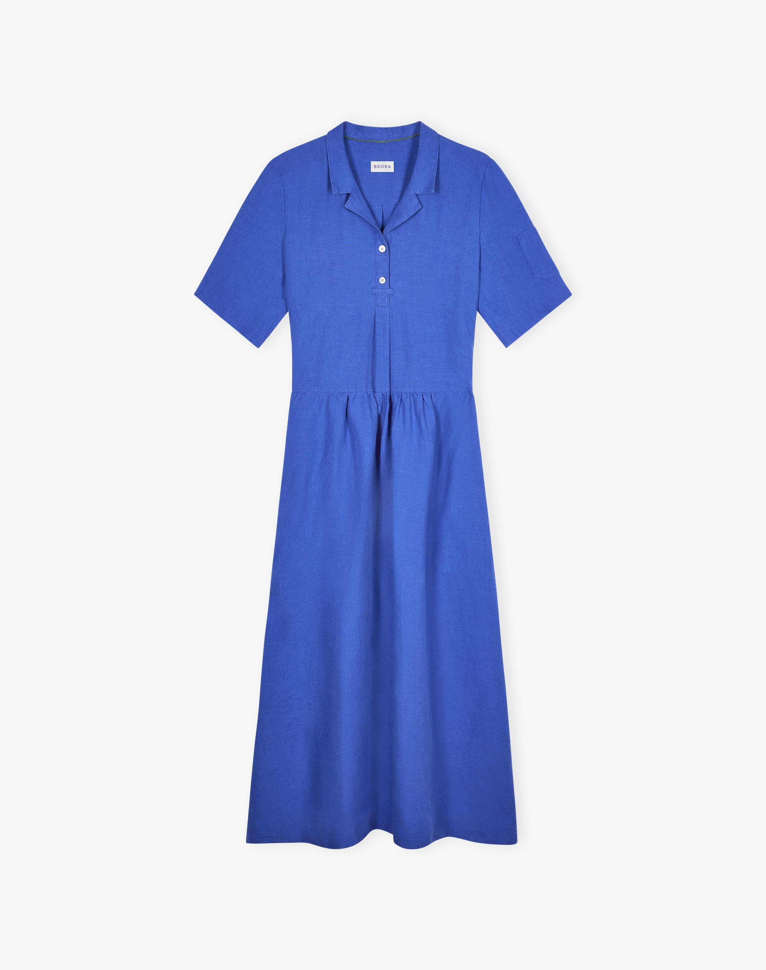 Linen Utility Shirt Dress in Cobalt | Womenswear | Brora