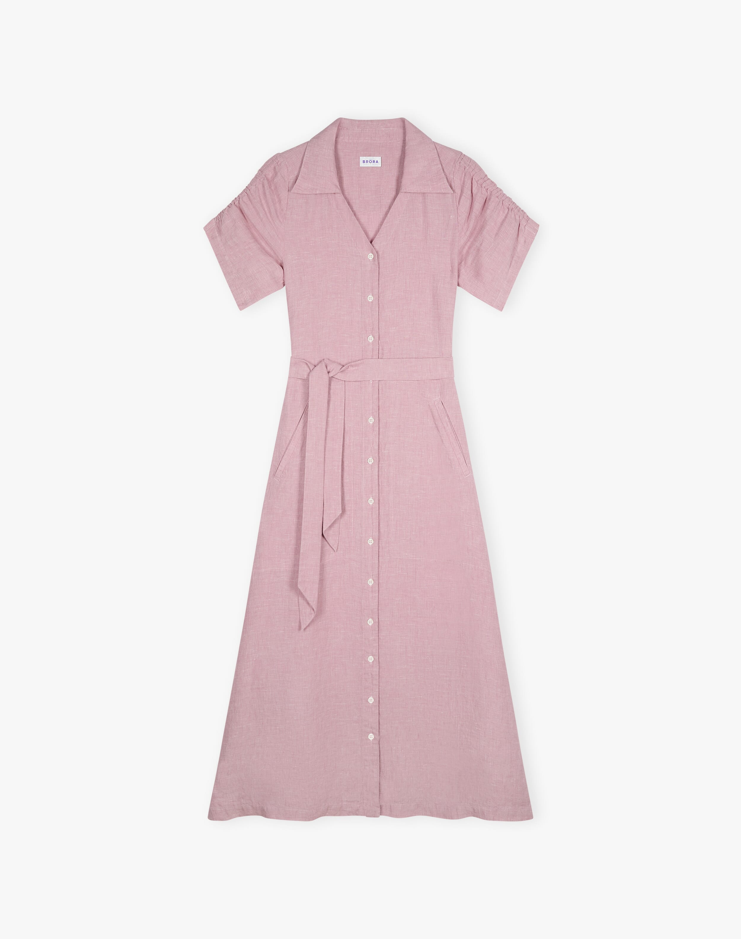 Cross Dye Linen Dress in Dusky Rose | Women's Dresses| Brora
