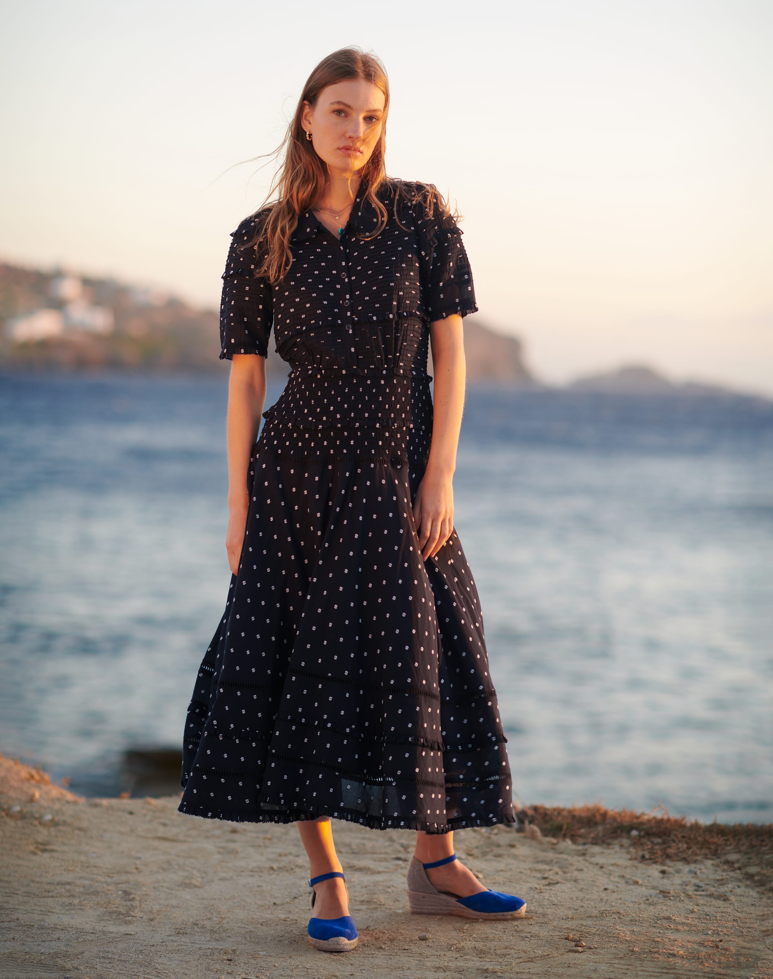 Brora Cotton Dobby Shirt Dress Black