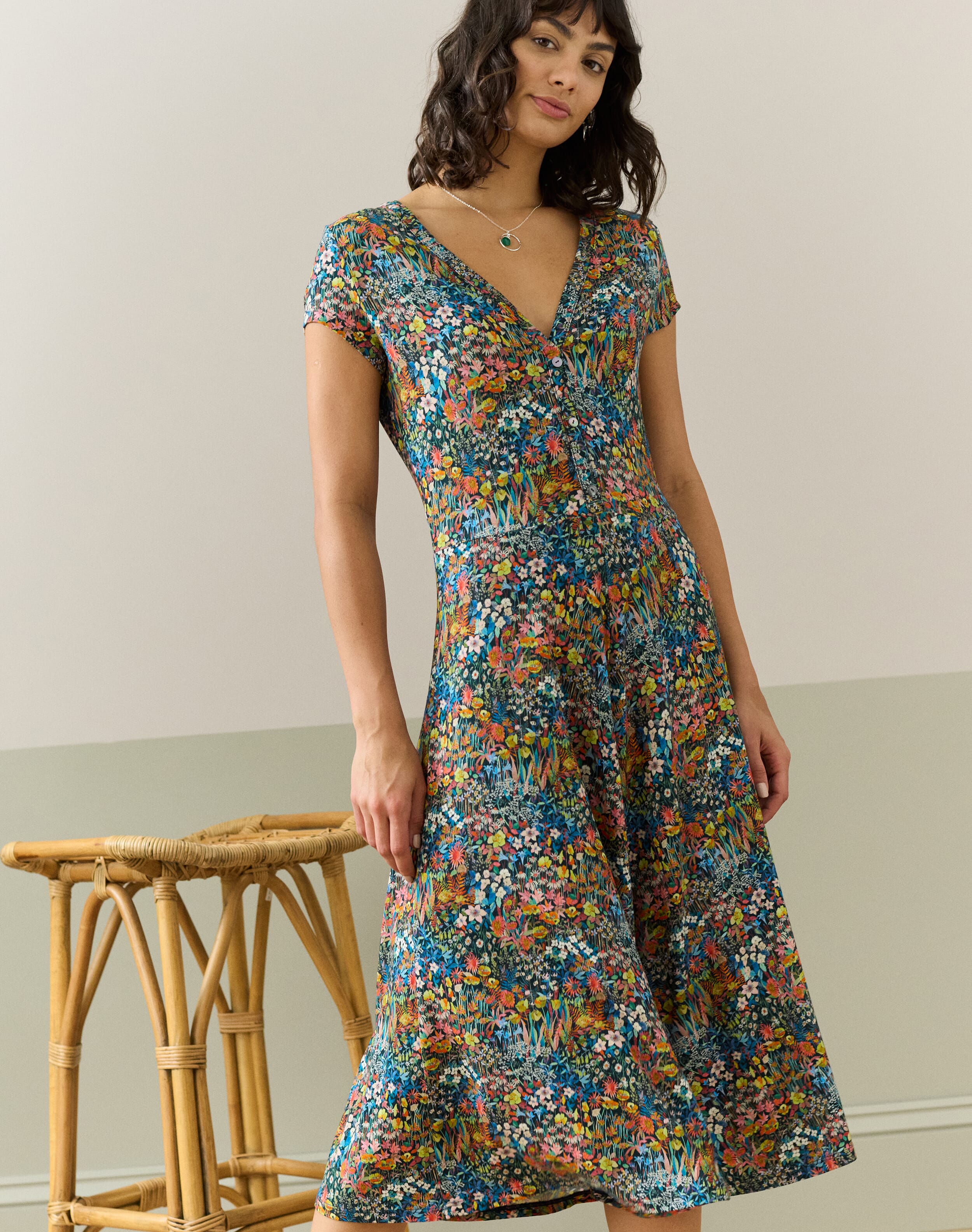 Brora Liberty Print Jersey Dress Rainbow botanical