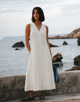 cala de la cruz tere linen mini dress Cala De La Cruz Tere Dress Bengal Bw