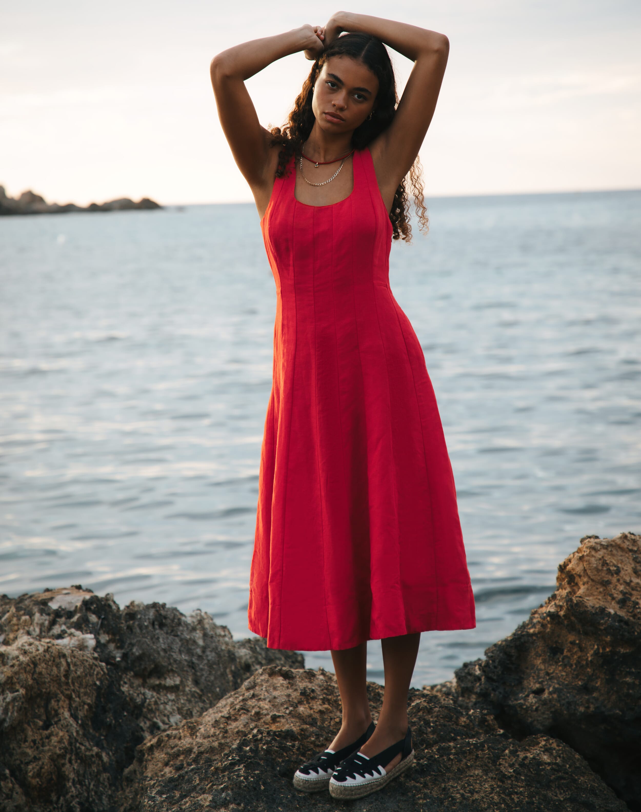 Brora Scoop Neck Sundress Tomato  - Size: 16