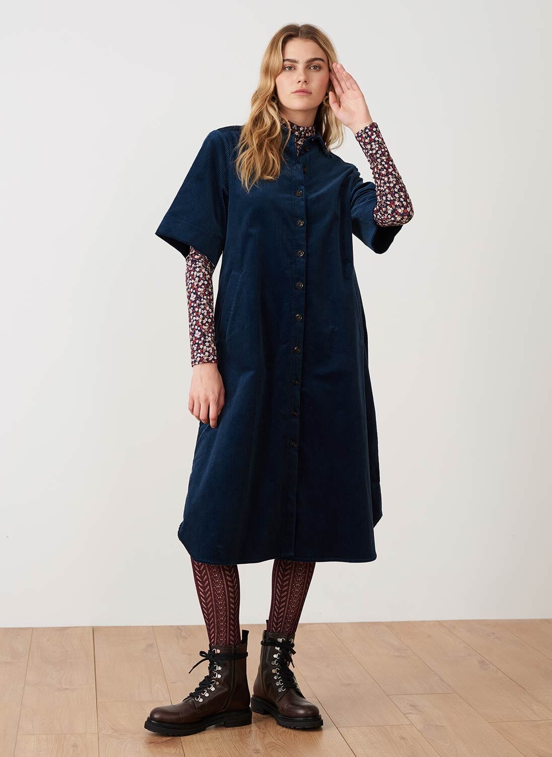 Dusk Soiree Shirt Dress in Black with Multi Floral main image 0