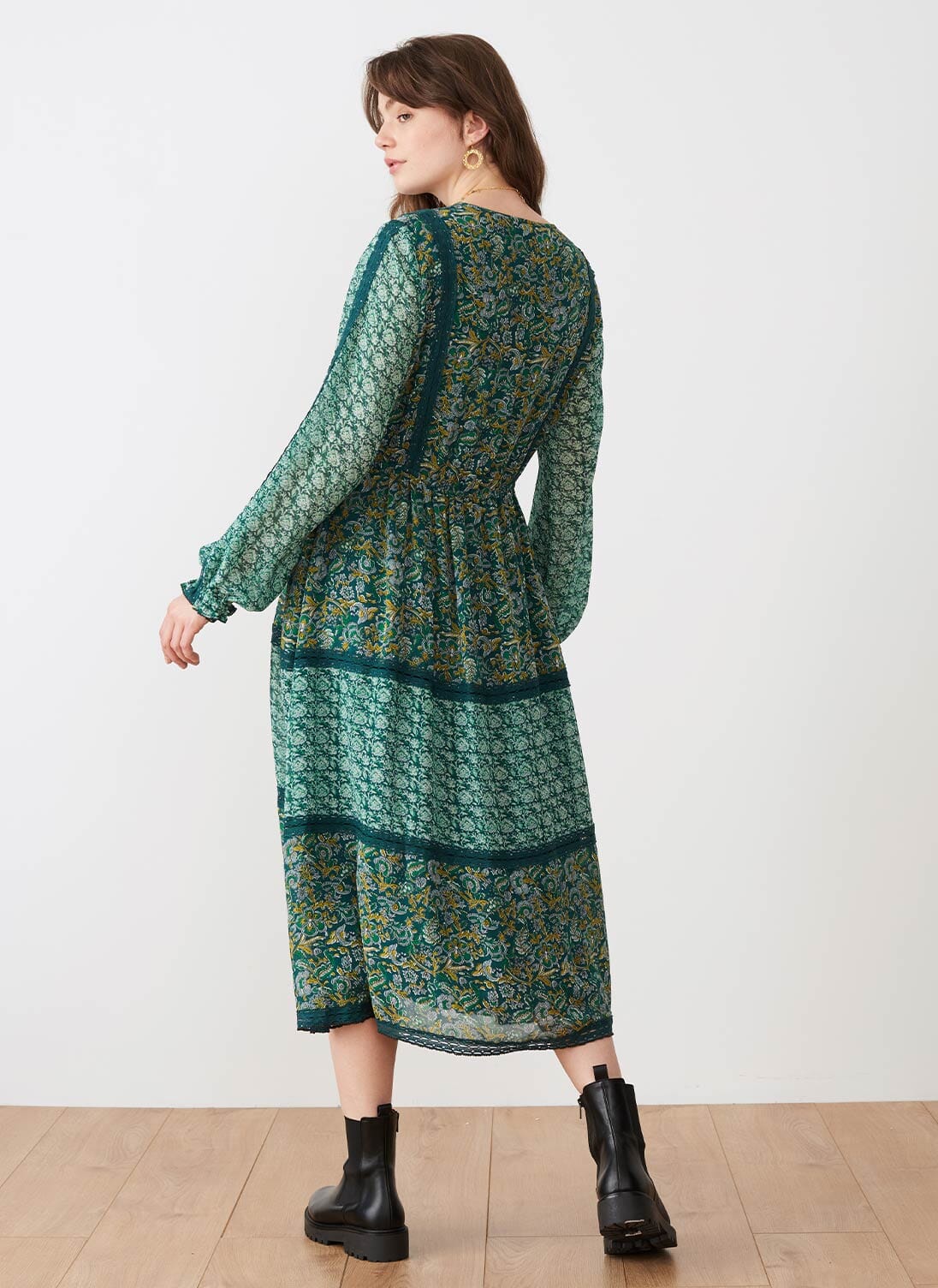 Emerald Silk Patchwork Dress | Midi, Maxi Dresses | Brora