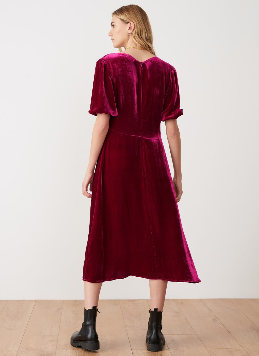 Raspberry Silk Velvet Tea Dress Partywear Brora