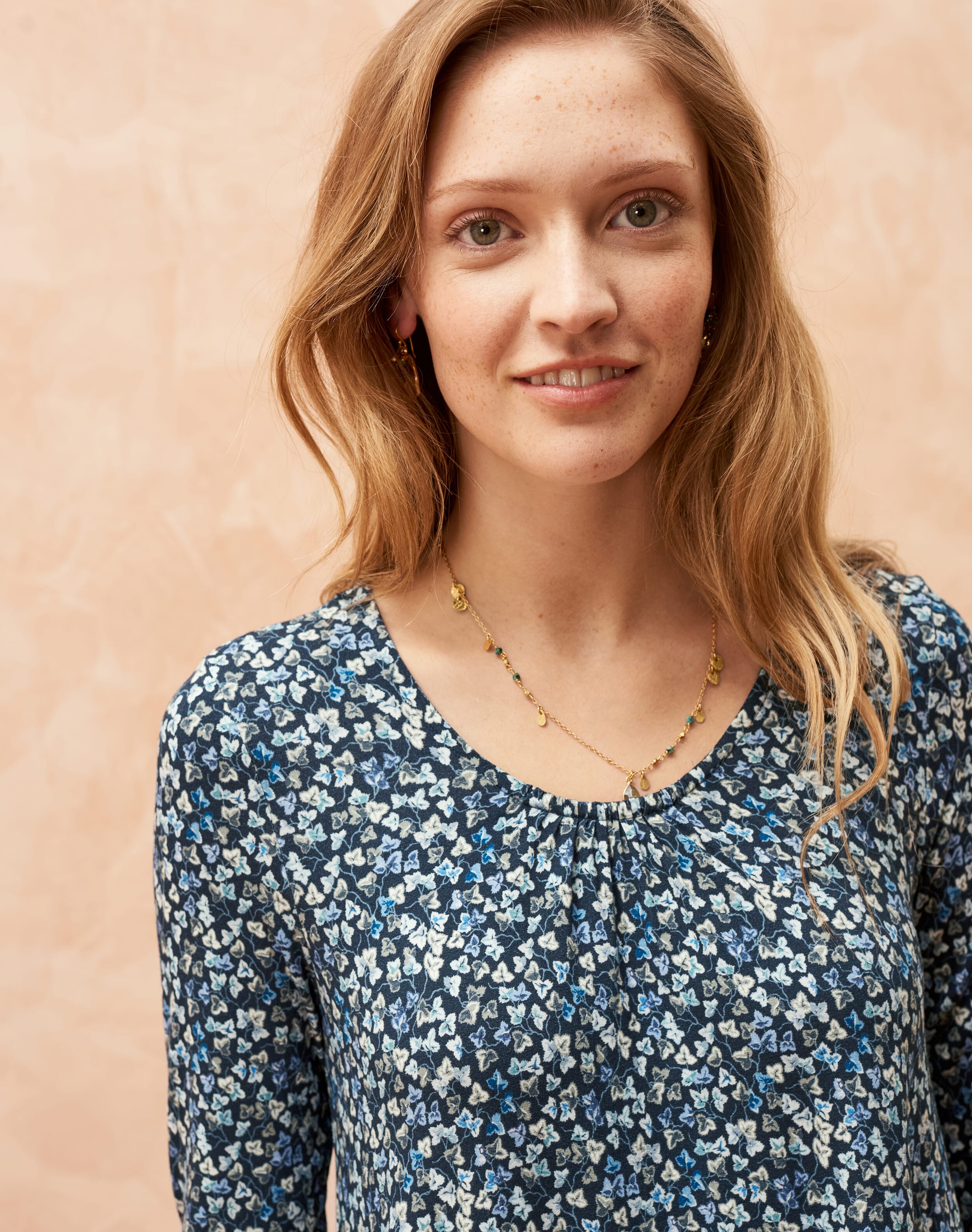 Women s Liberty Print Jersey Swing Dress In Sky Leaf Brora women-s-liberty-print-jersey-swing-dress-in-sky-leaf-brora