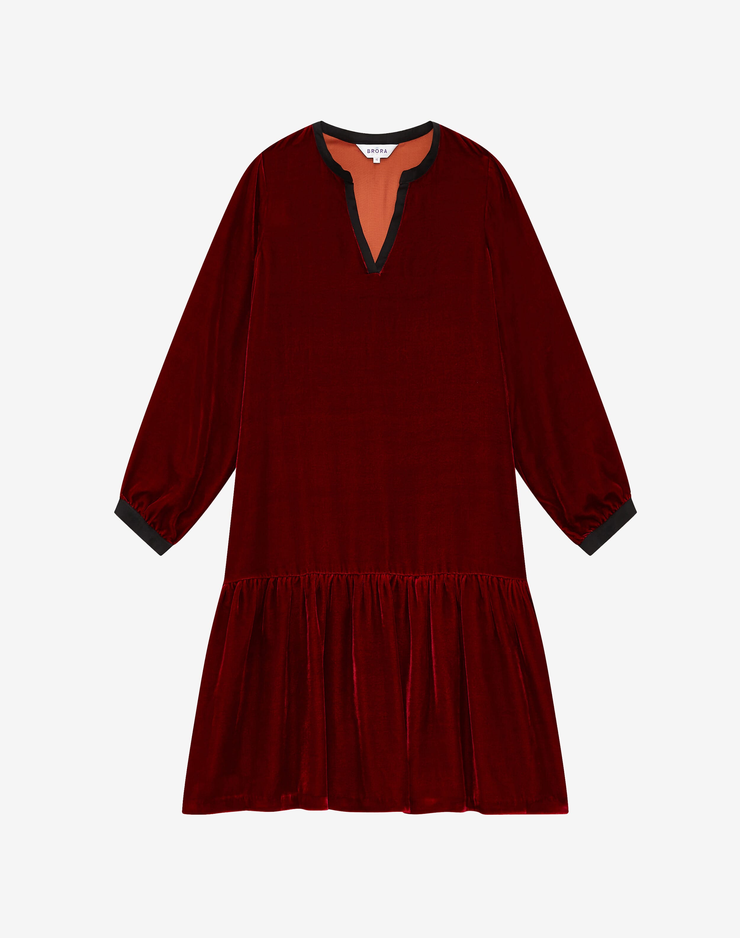 Red Silk Velvet Tunic Women's Dresses Brora Fashion