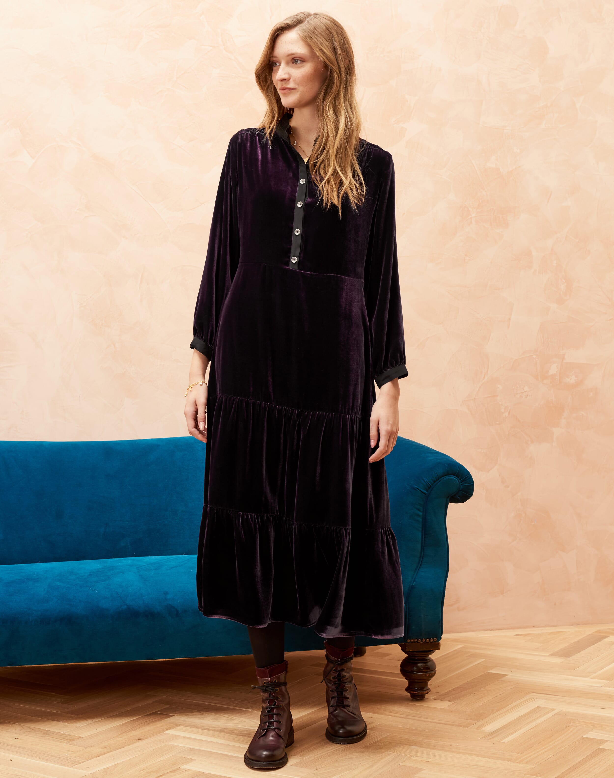 Navy Silk Velvet Dress Women s Dresses Brora Fashion