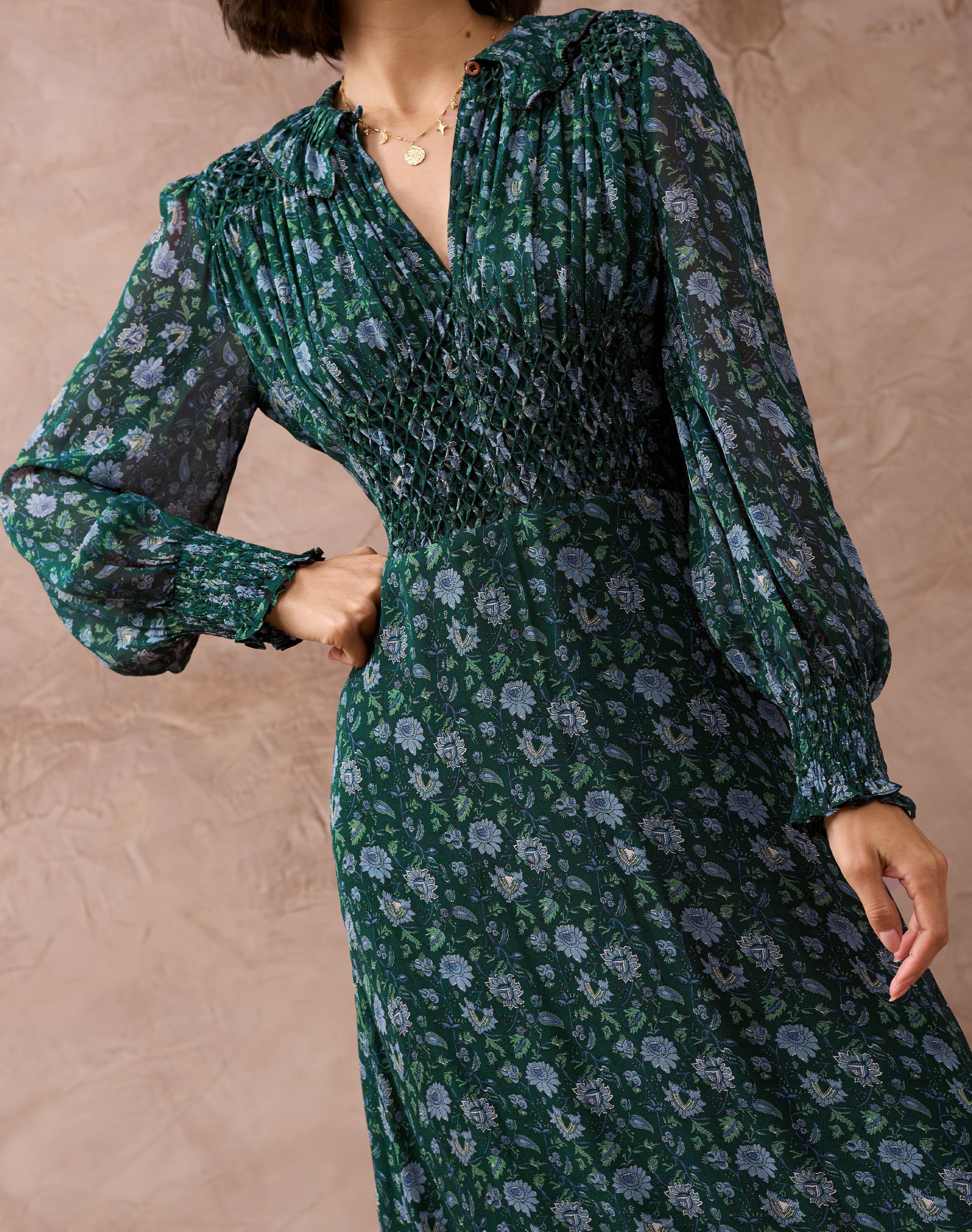 silk green floral dress Bloom Strapless Maxi Dress main image 0