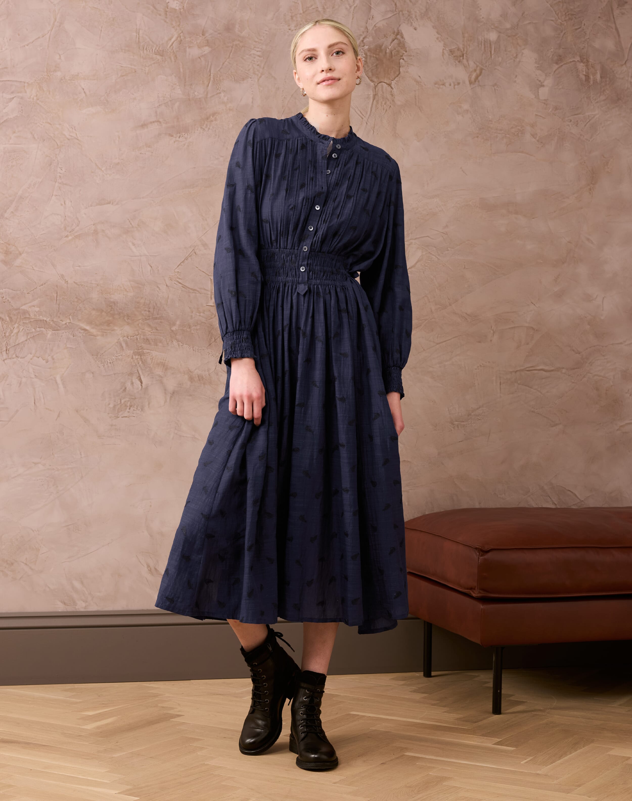 Brora Embroidered Fern Shirt Dress French