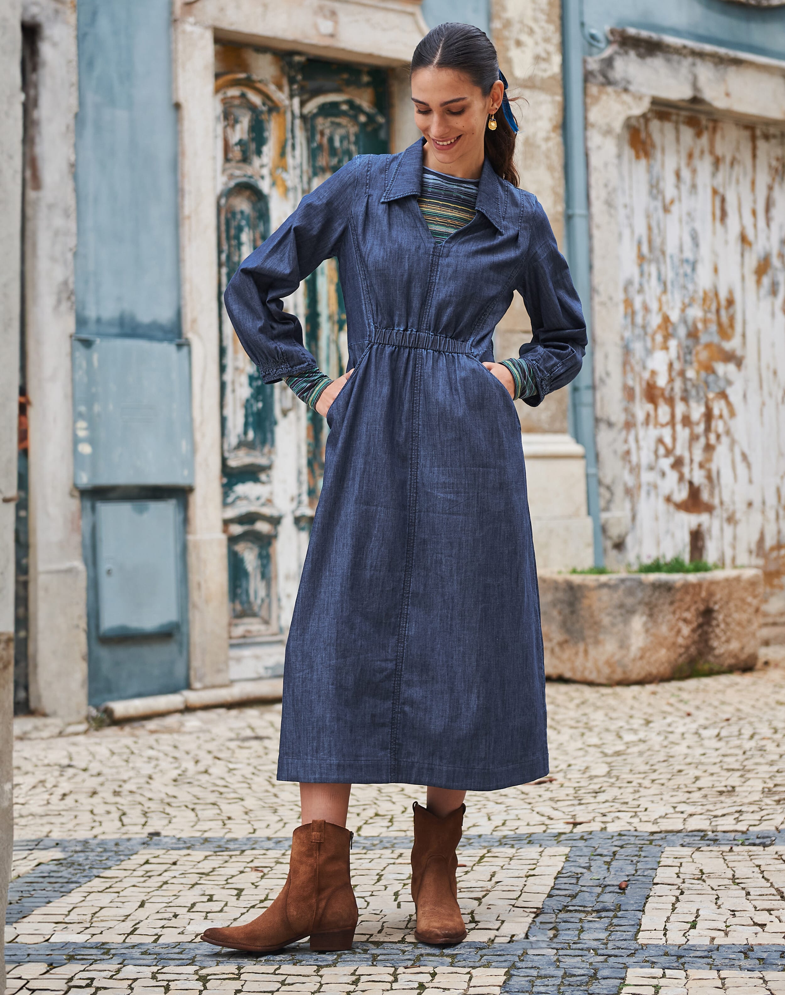 Black denim utility dress cheap