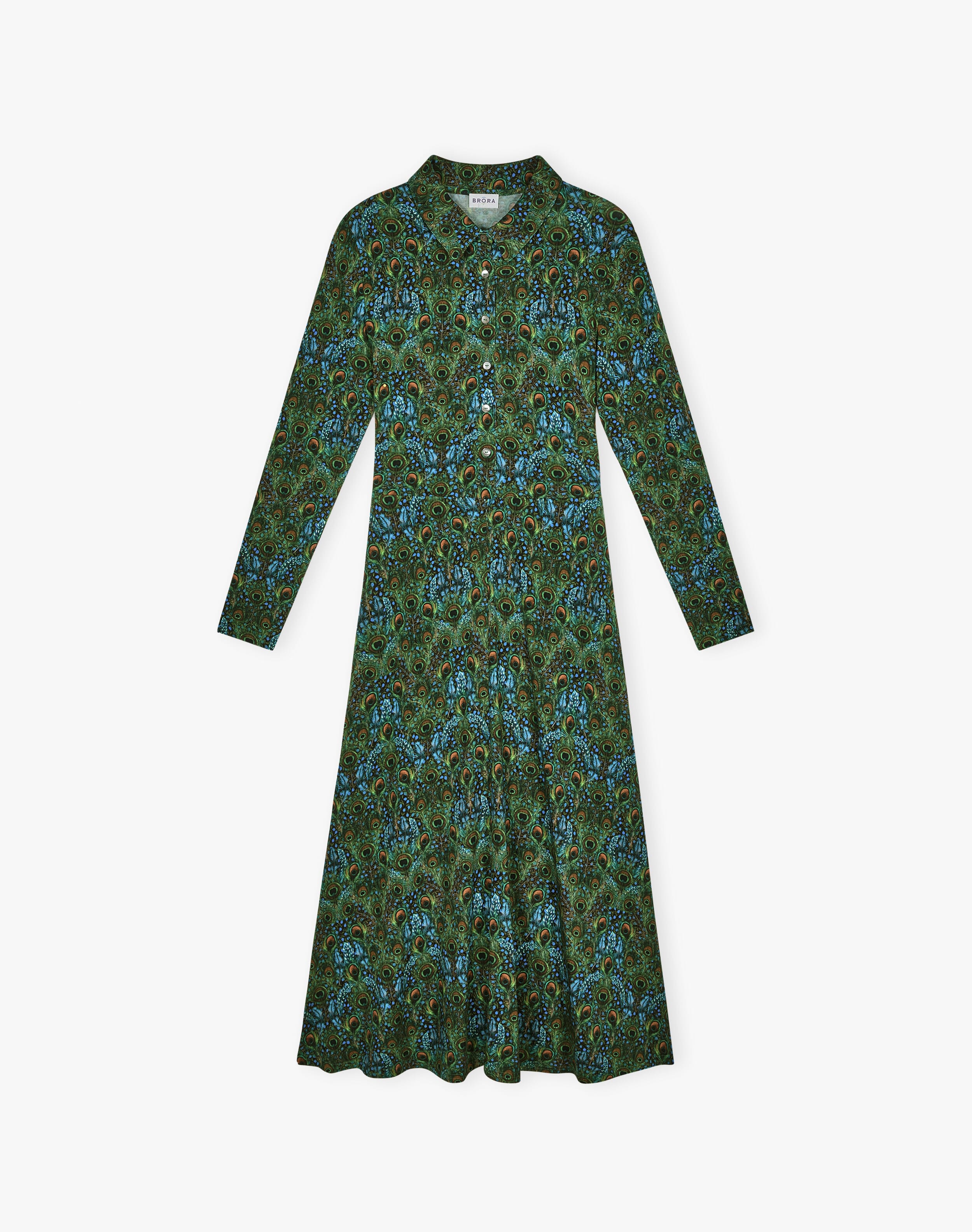 Green Liberty Print Jersey Dress | Women's Dresses | Brora Fashion