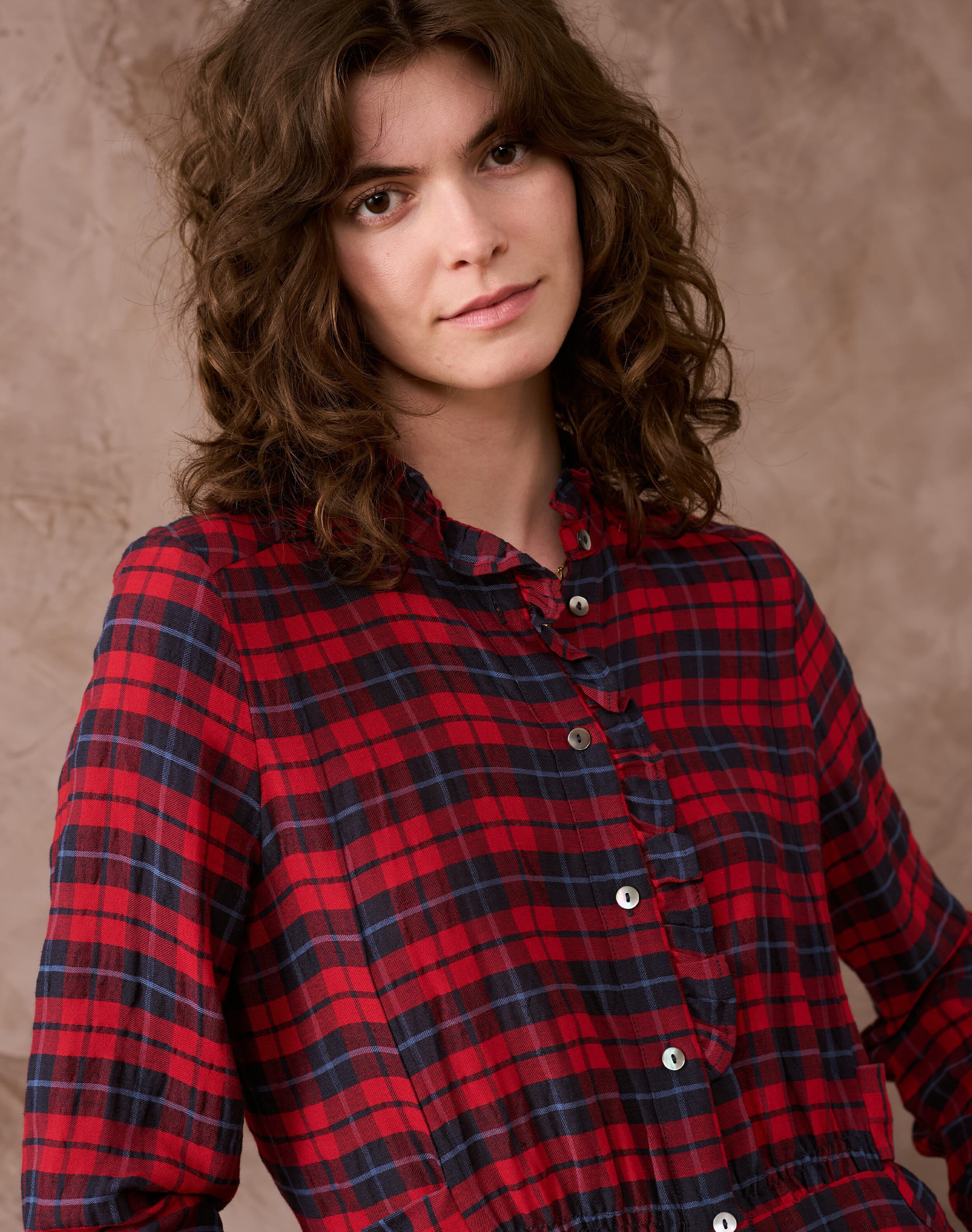 Red Navy Plaid Shirt Dress Women s Dresses Brora Fashion