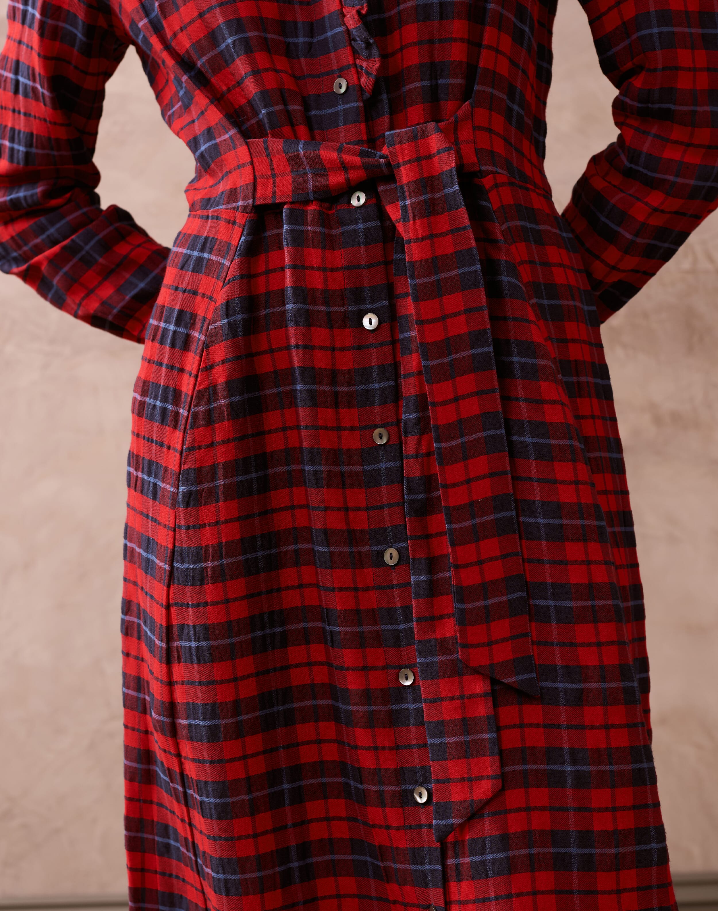 Red & Navy Plaid Shirt Dress | Women's Dresses | Brora Fashion