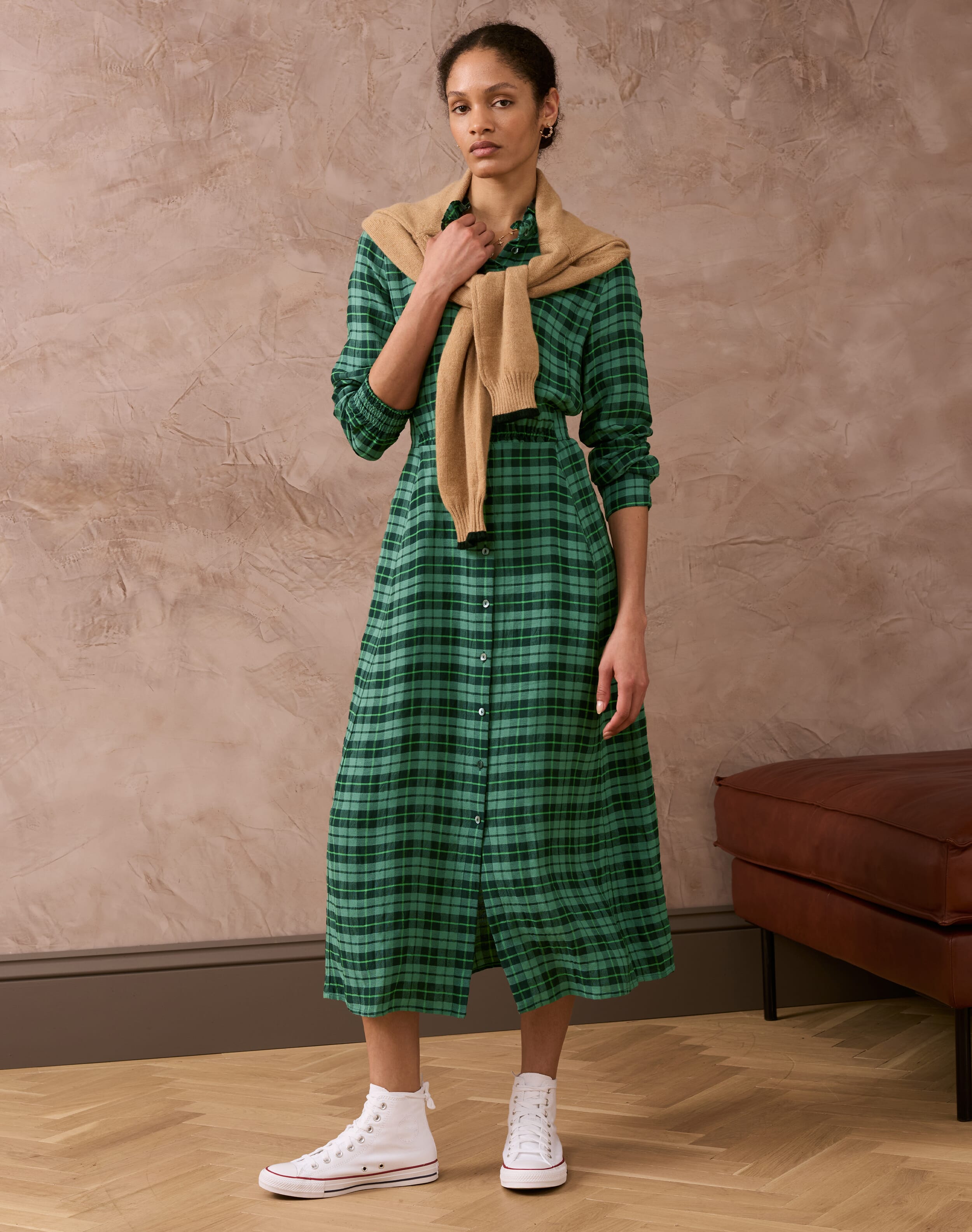 Brora Plaid Shirt Dress Mallard & thyme for Women  - Size: 16