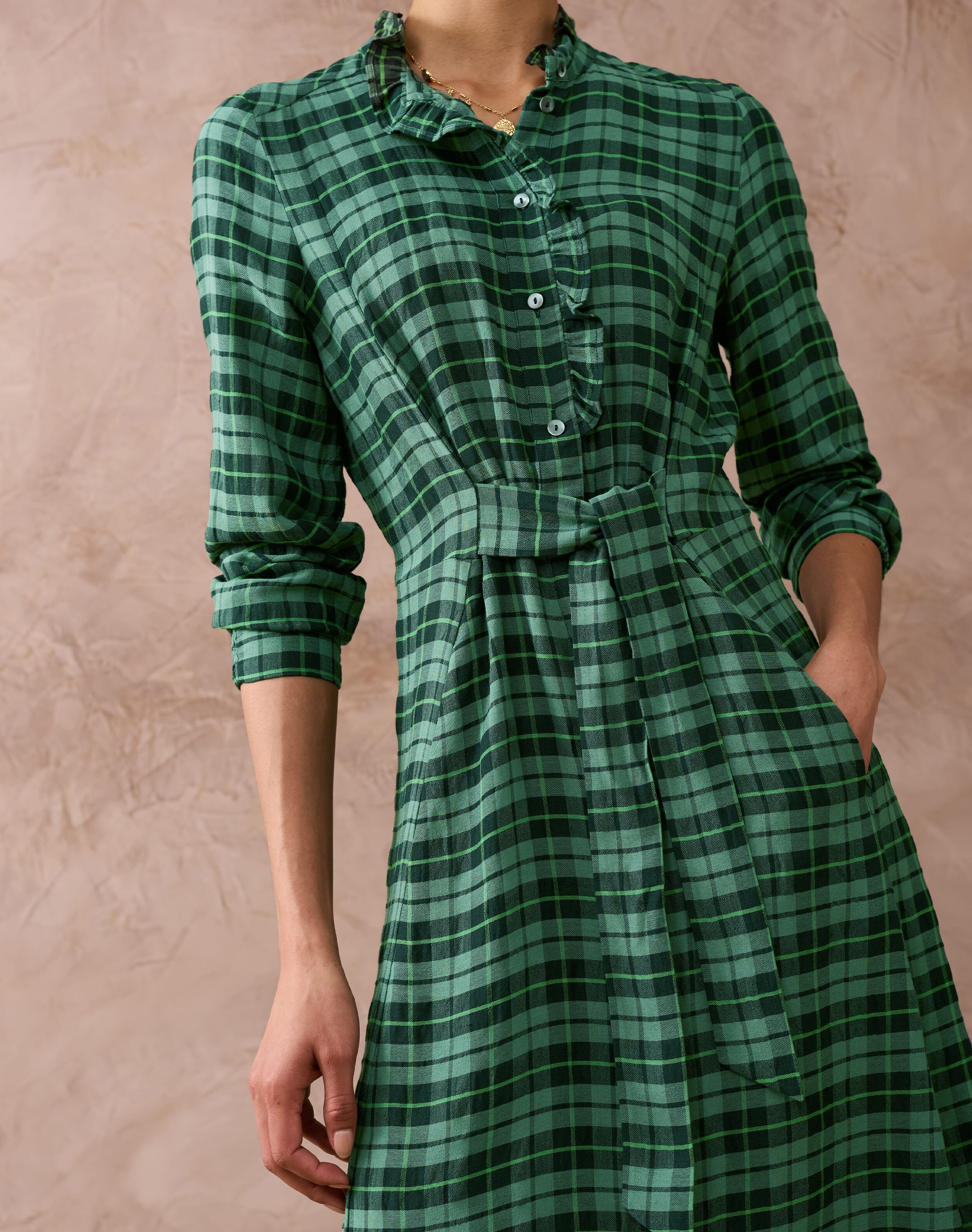 Green Plaid Shirt Dress | Women's Dresses | Brora Sale
