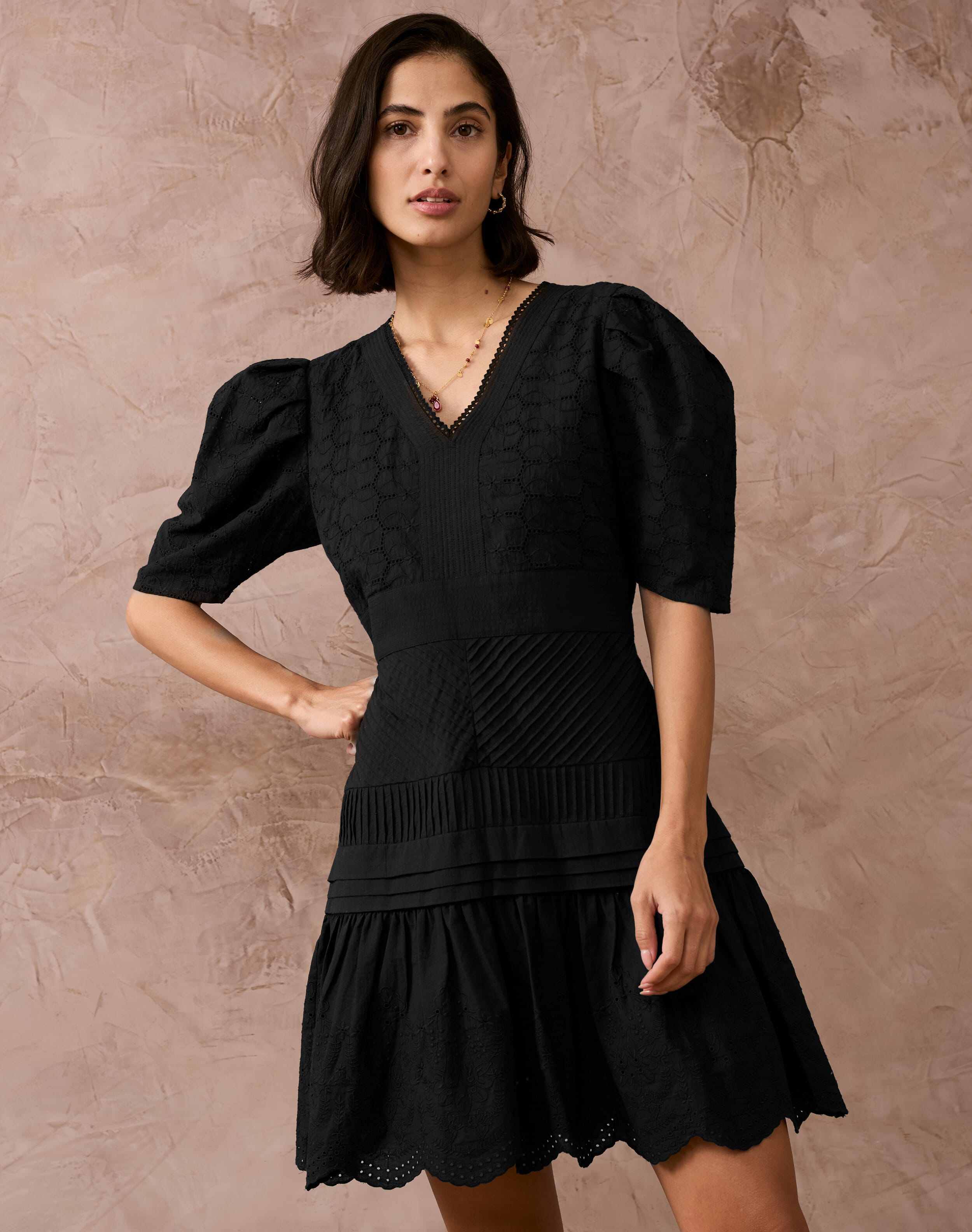 black broderie dress Broderie Anglaise Midi Dress