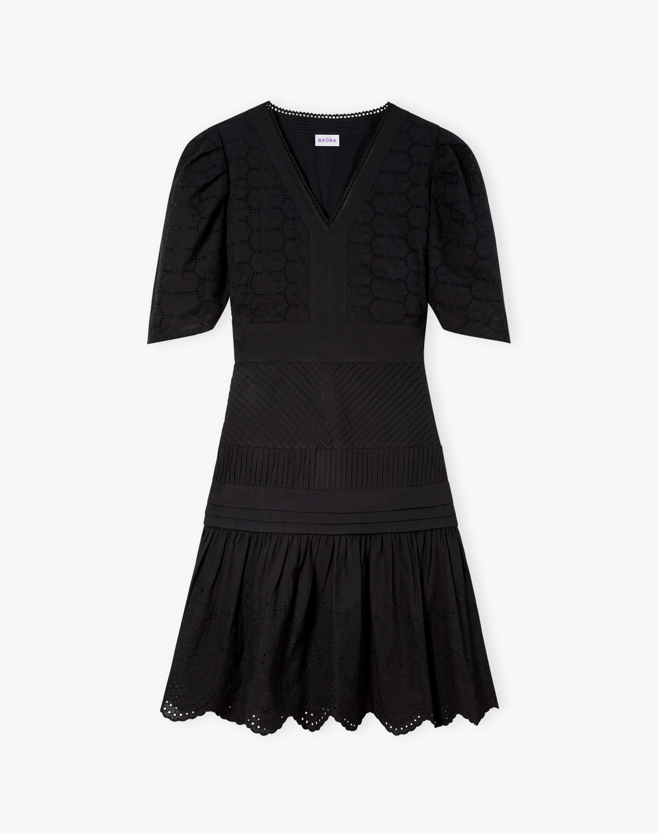 Black Broderie Anglaise Dress | Women's Dresses | Brora Sale