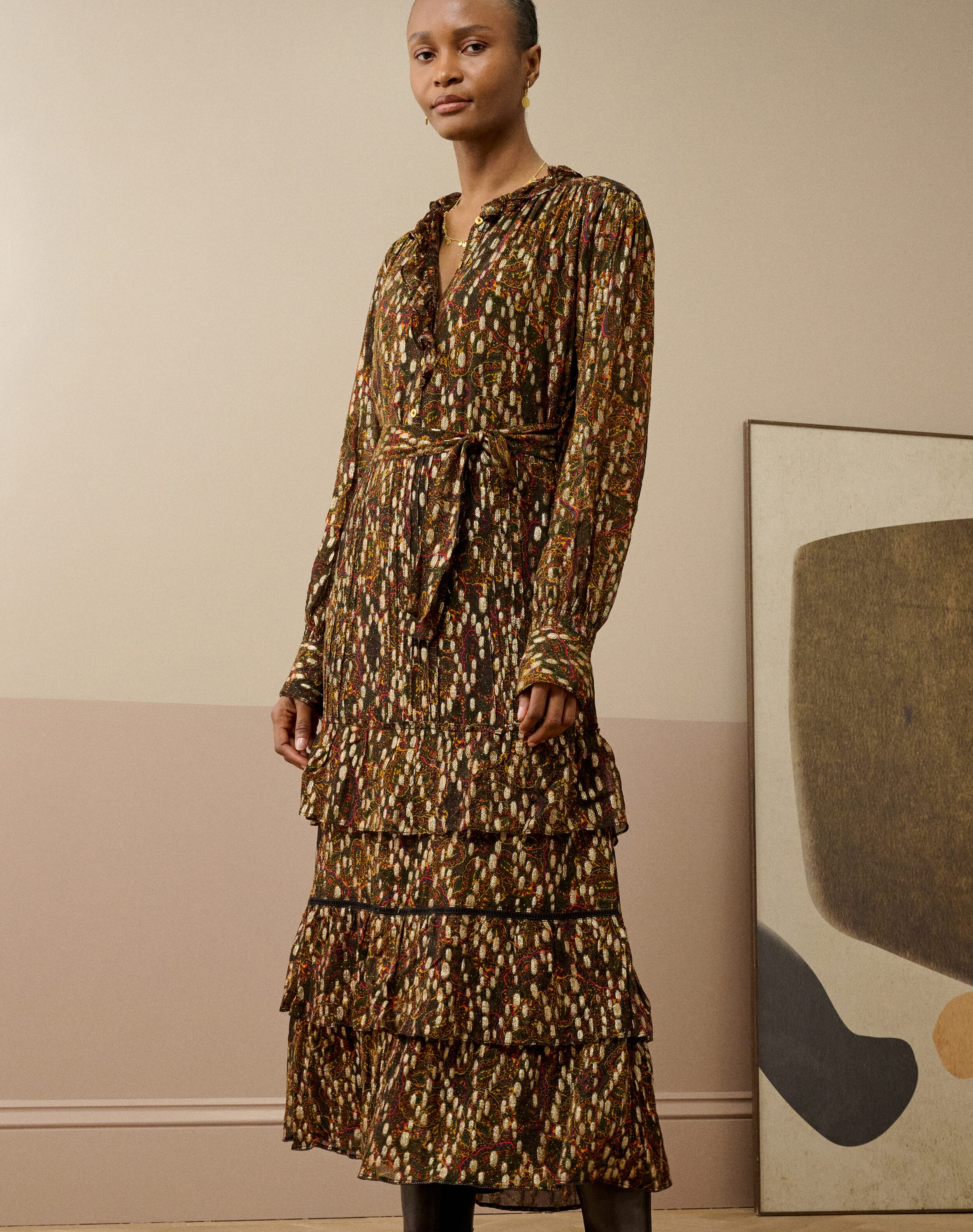 Brora Metallic Spot Paisley Print Dress Metallic paisley