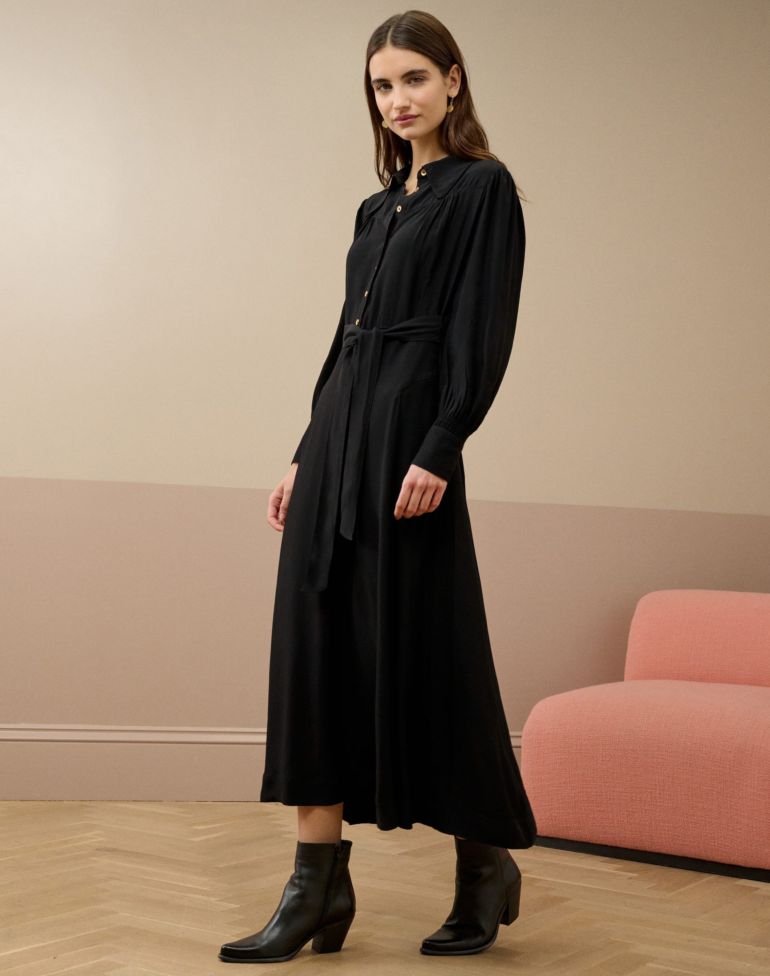 Brora Satin Backed Crepe Shirt Dress