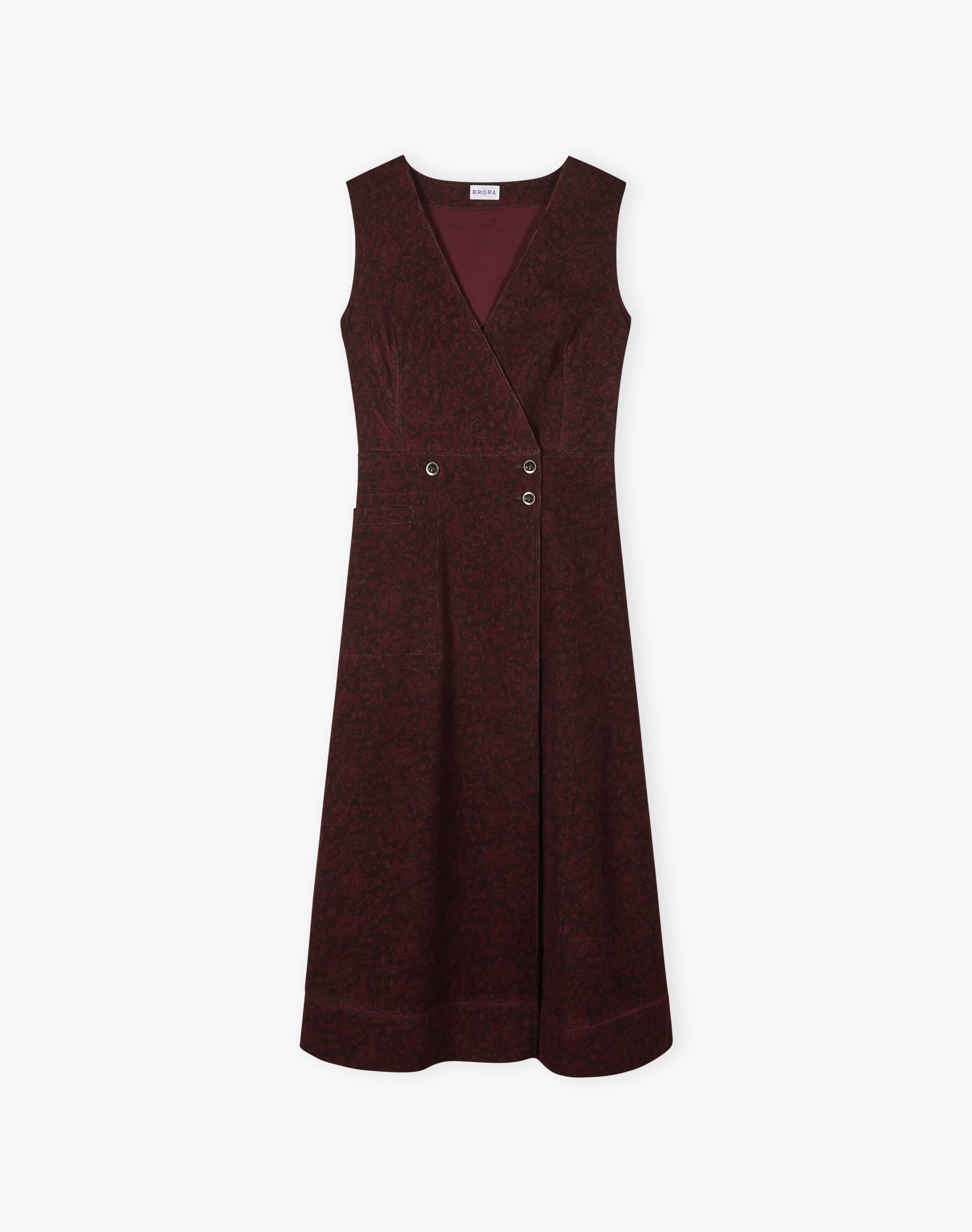Organic Needlecord Pinafore in Chocolate & Brick | Brora Clearance