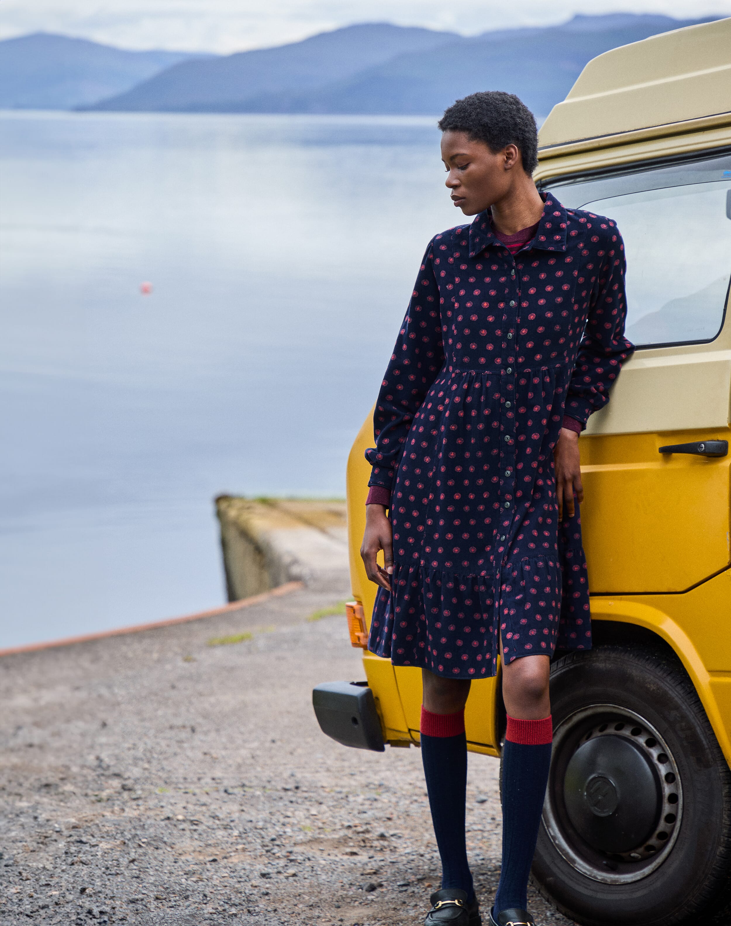 Brora Organic Needlecord High Waist Trousers Damson - 1