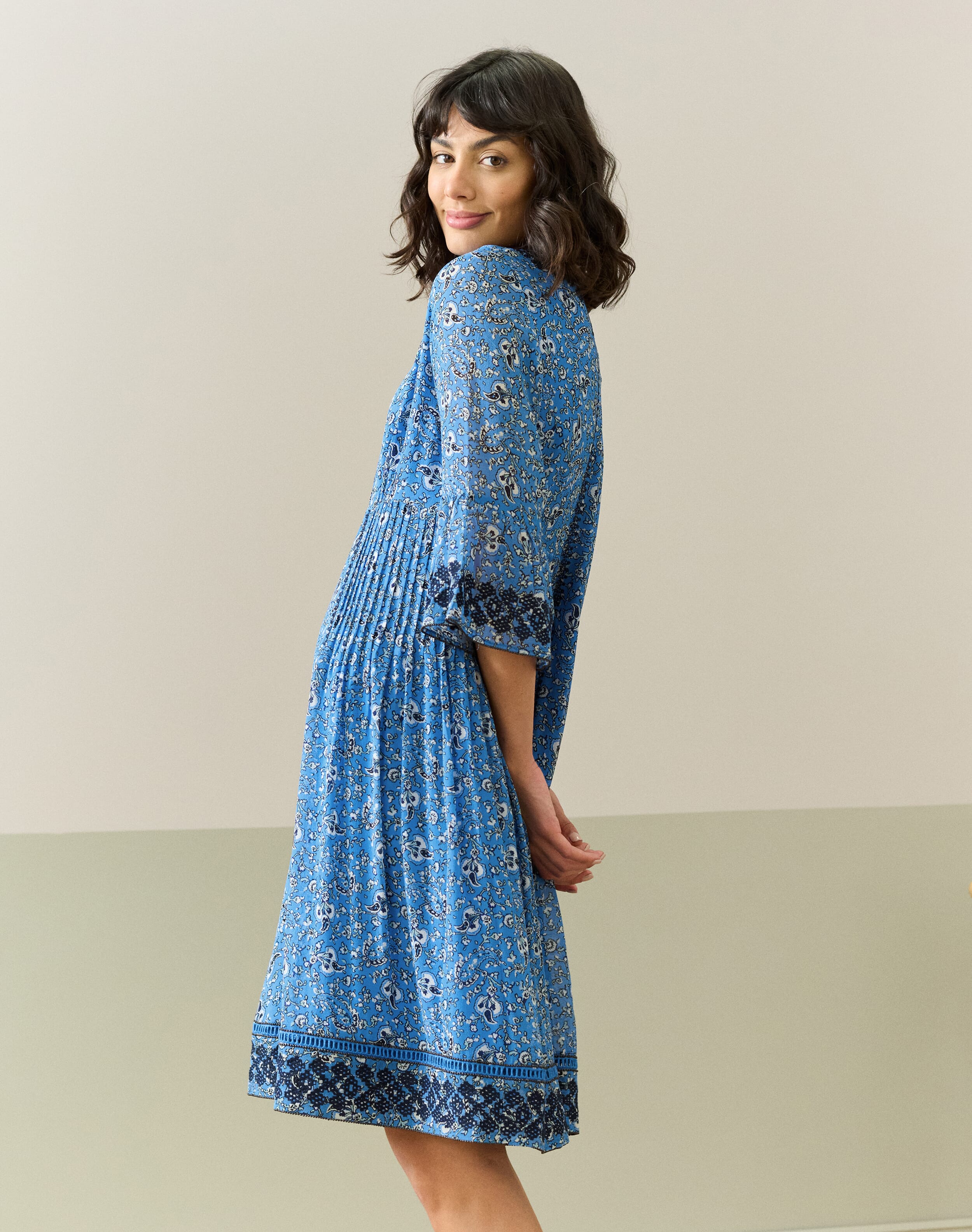 brora silk dress Embroidered Silk Dress in Lapis | Women's Dresses