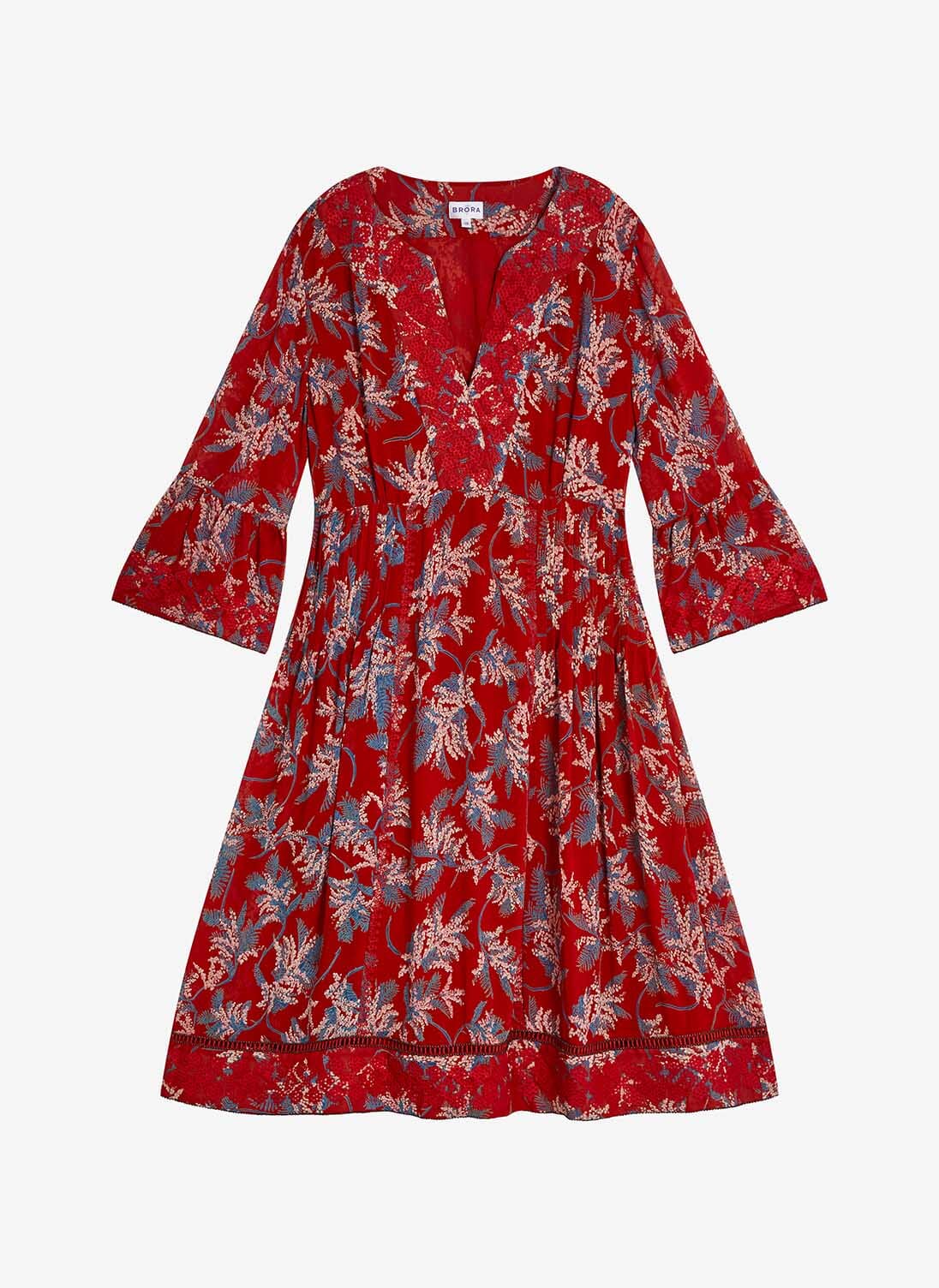 Poppy Lapis Embroidered Silk Dress Women s Dresses