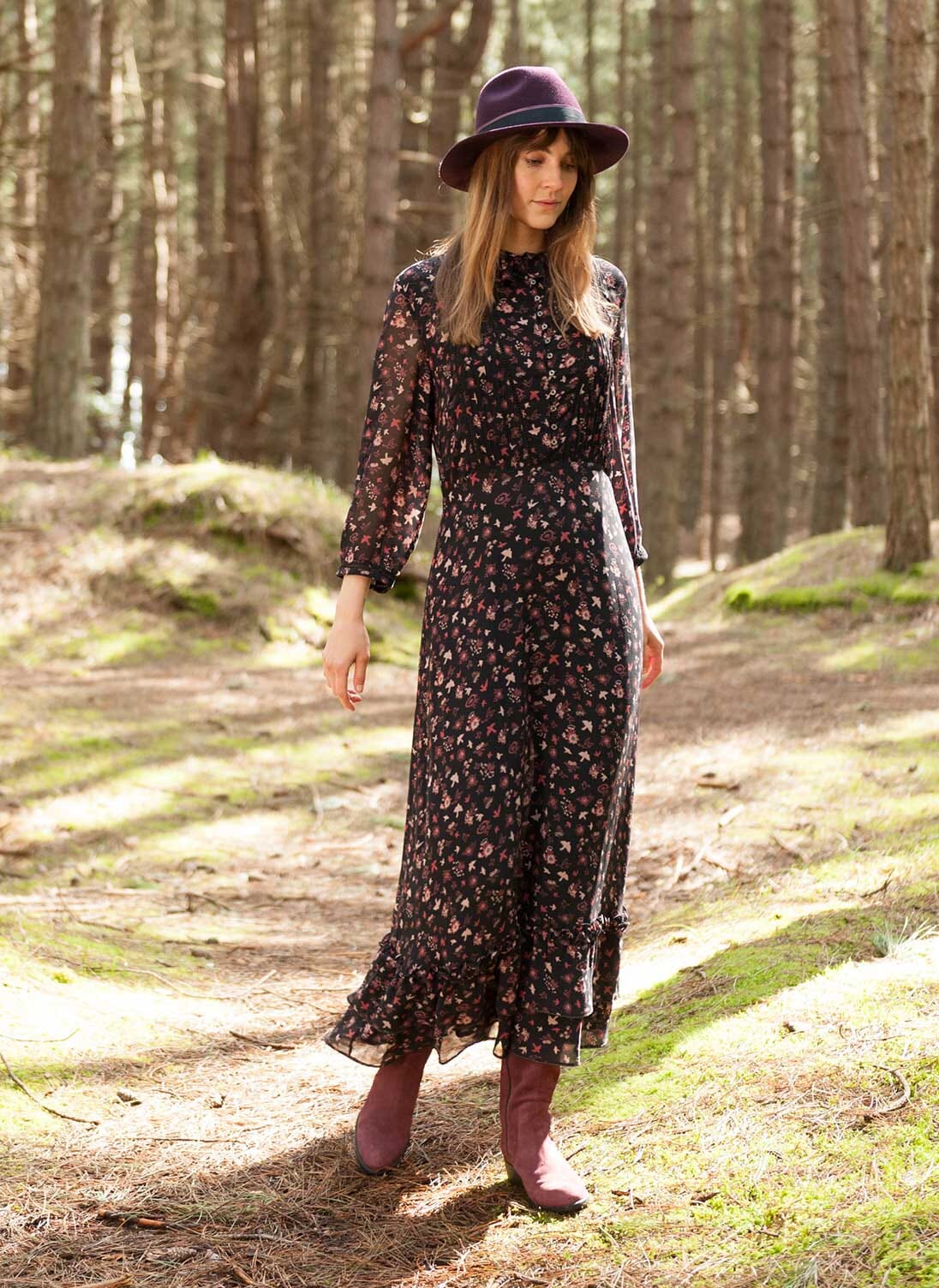 Clay bird Silk Chiffon Ruffle Dress Women s Dresses Brora