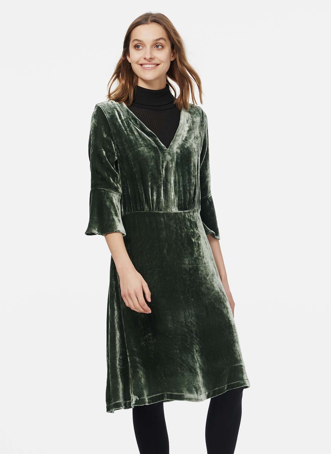 Silk Velvet Bell Sleeve Dress Brora