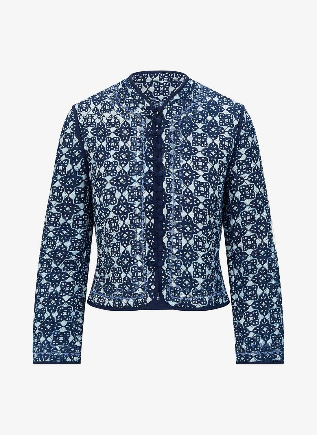 Indigo Quilted Block Print Jacket Women's Coats & Jackets Brora