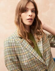 Natural Peony Wool Checked Blazer Coats Jackets Brora