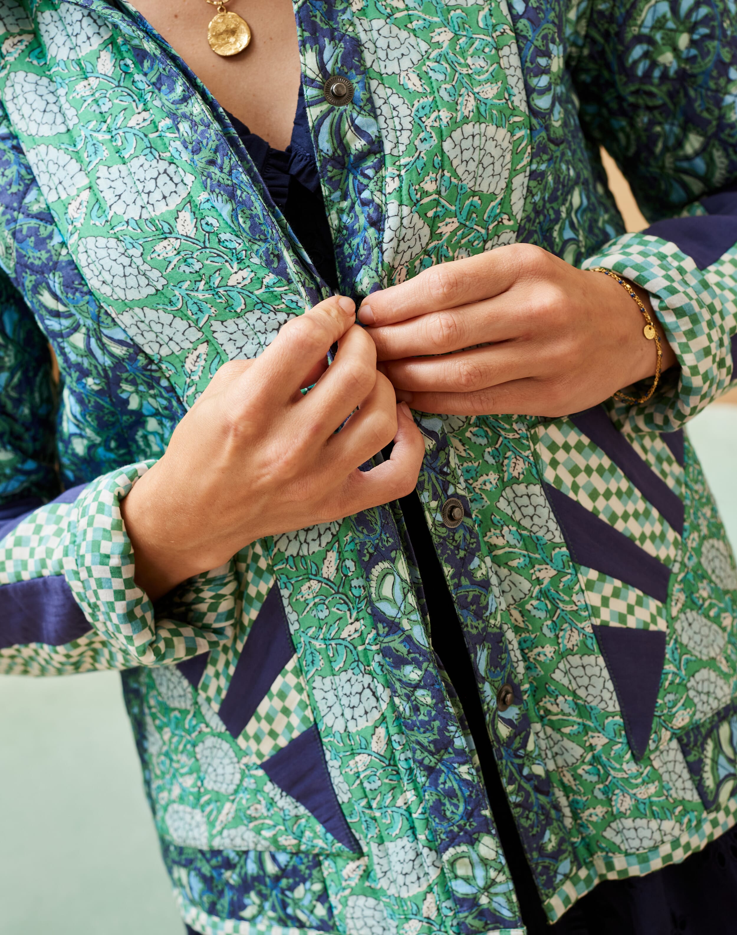 AMERI ★ INDIA BLOCK PRINT JACKET Hand Block Print Quilted Cotton Jacket: Indian Floral Coat