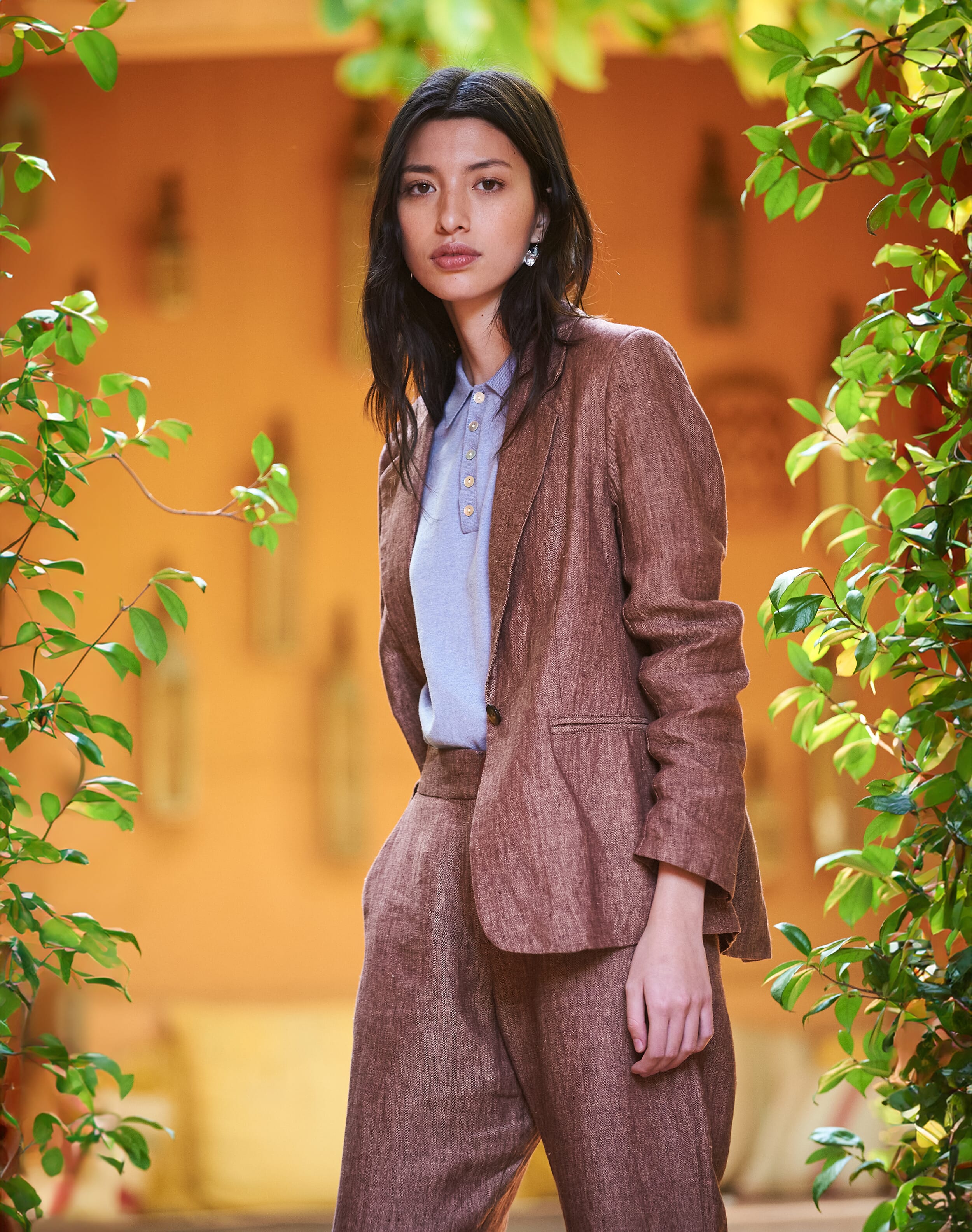 Brora Herringbone Linen Blazer Malt