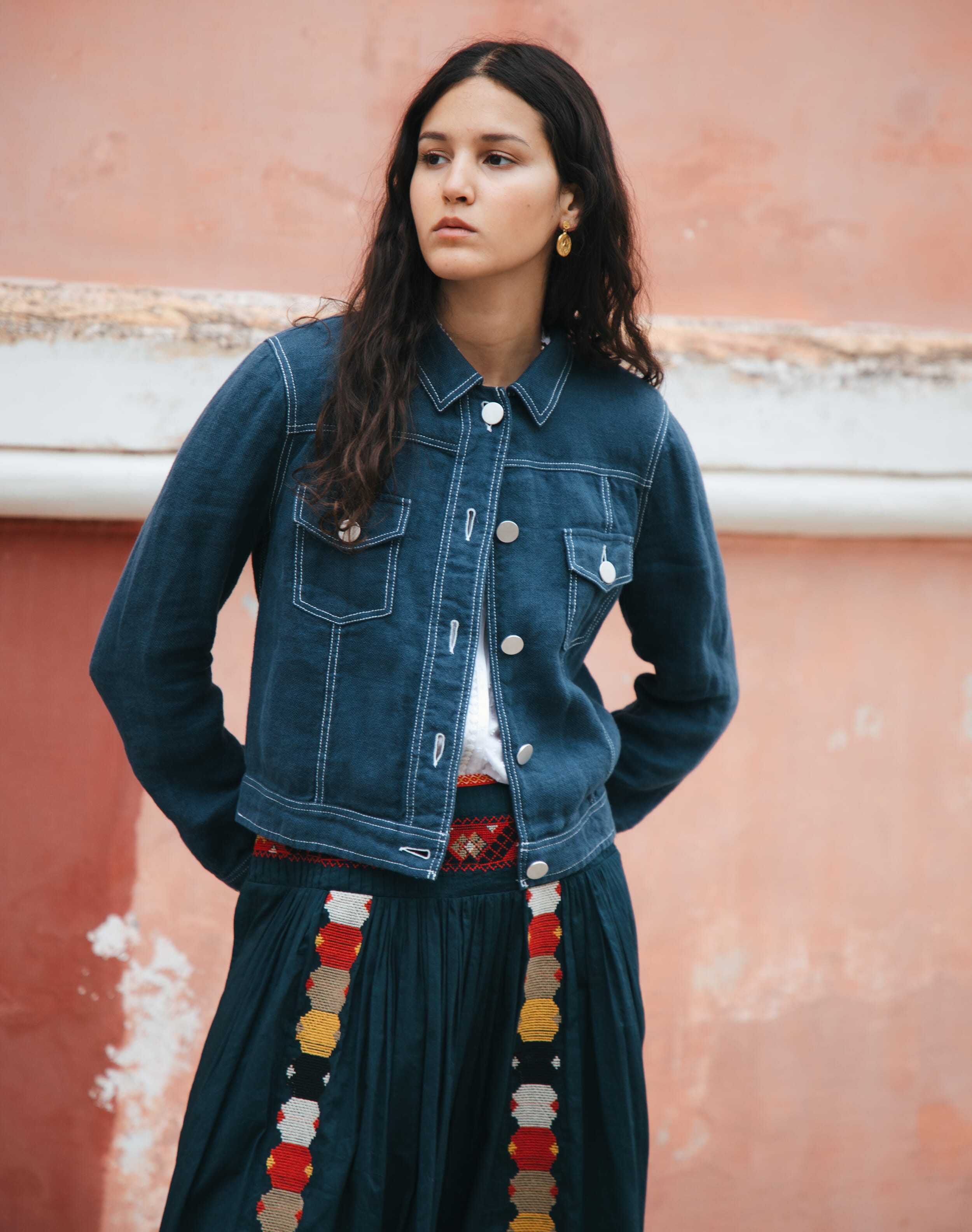 Brora Linen Utility Jacket Ink  - Size: 10