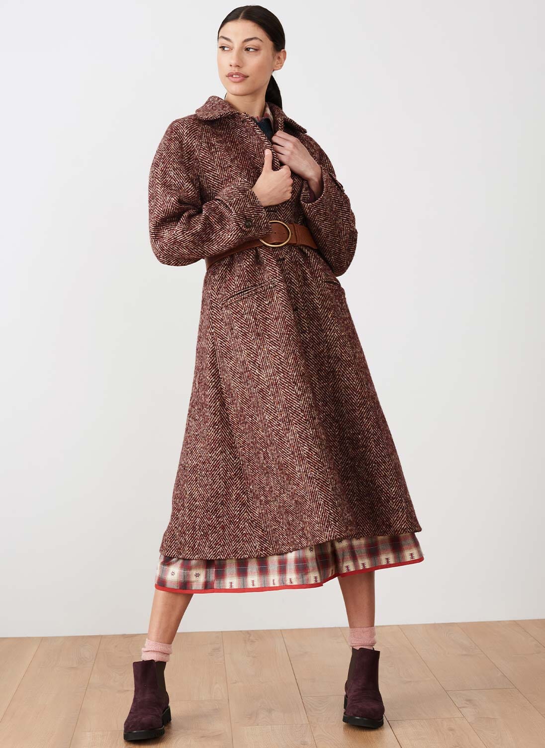 Long wool swing clearance coat