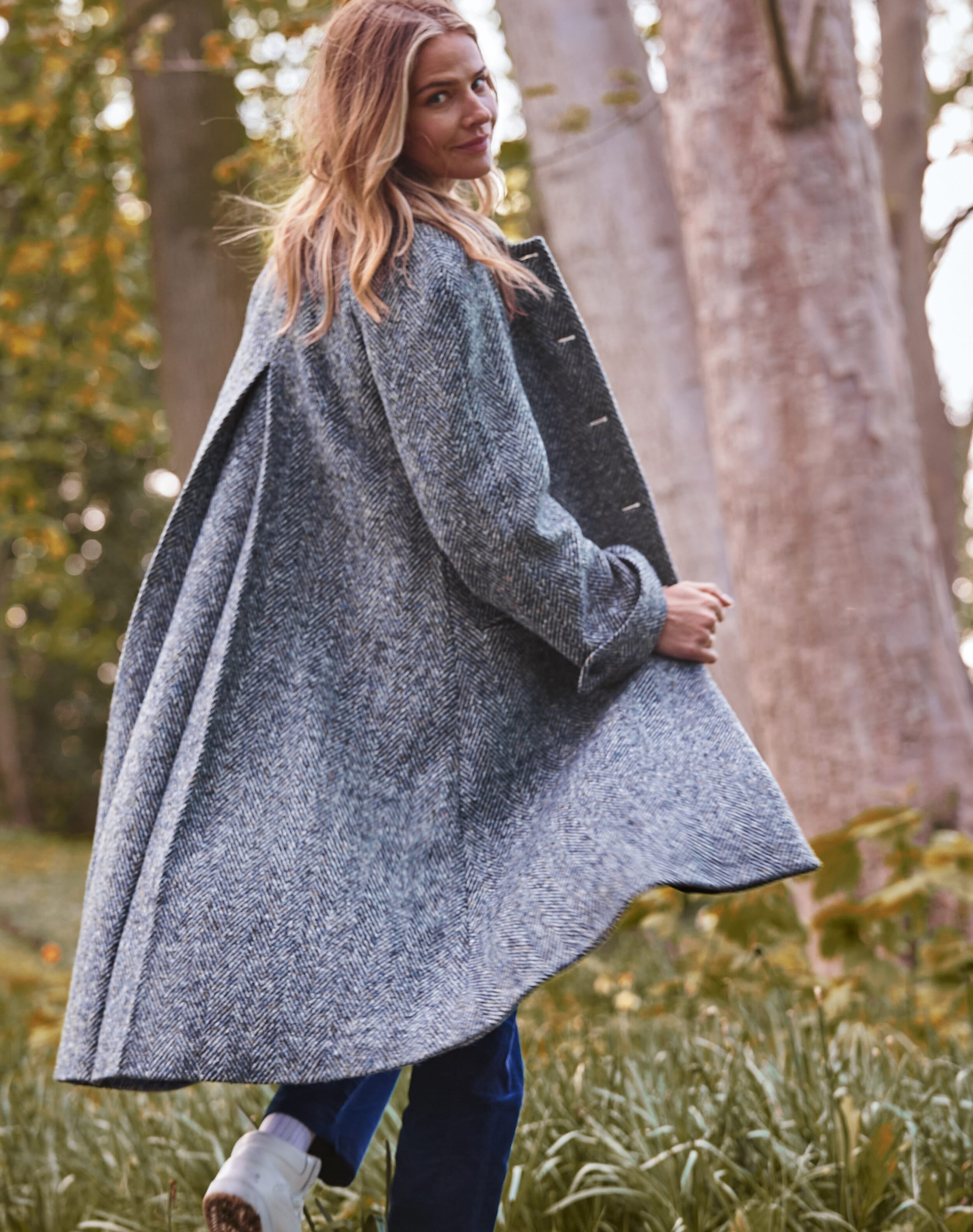 Blue hotsell herringbone coat