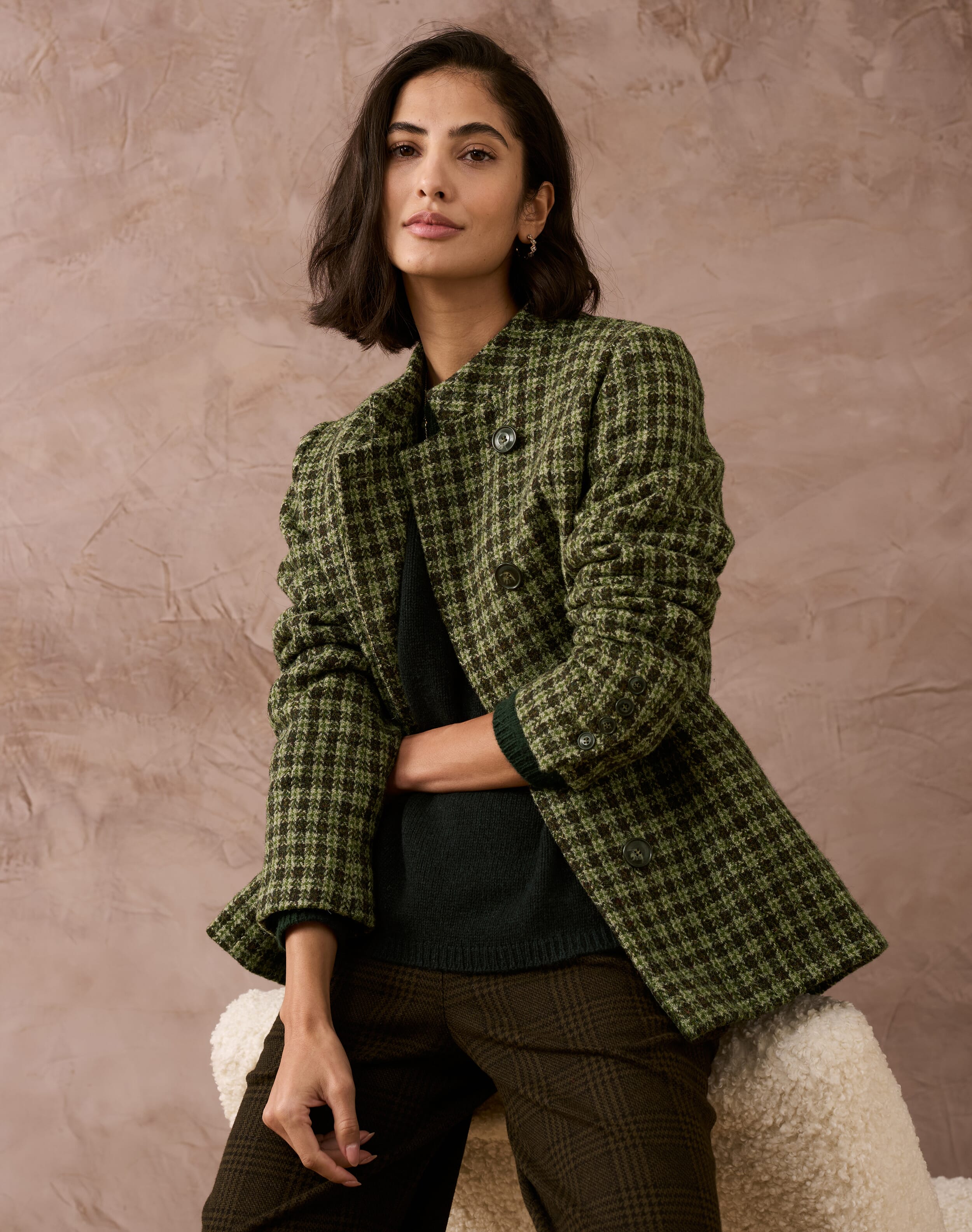 Brora Harris Tweed Jacket Peat & nettle for Women  - Size: 6