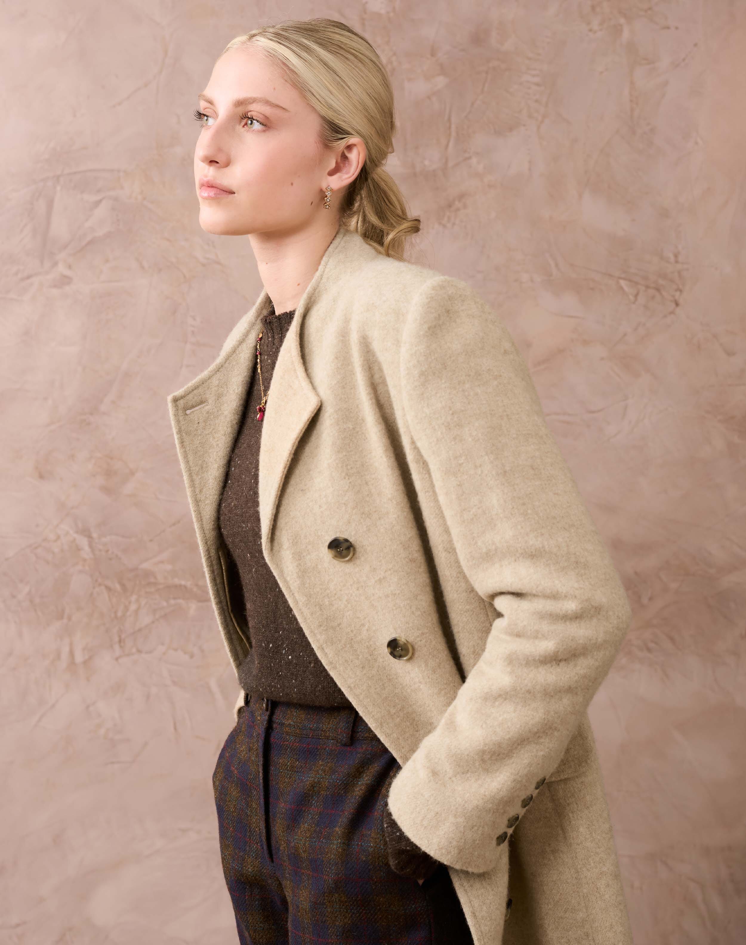 Merino Wool Coat in Oatmeal Women s Coats Brora Fashion