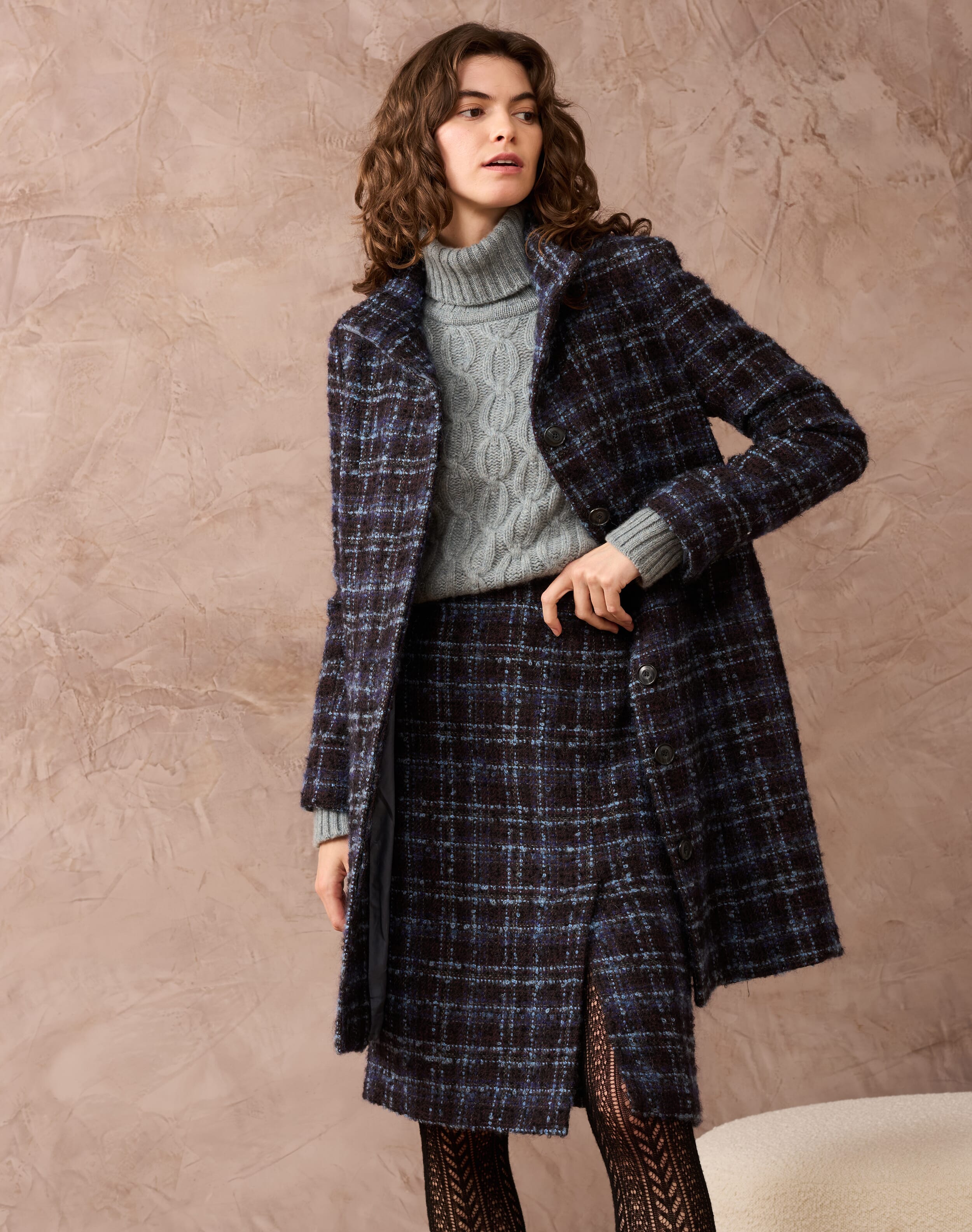 Women's Scottish Mohair Wool Coat in Cocoa | Brora Sale