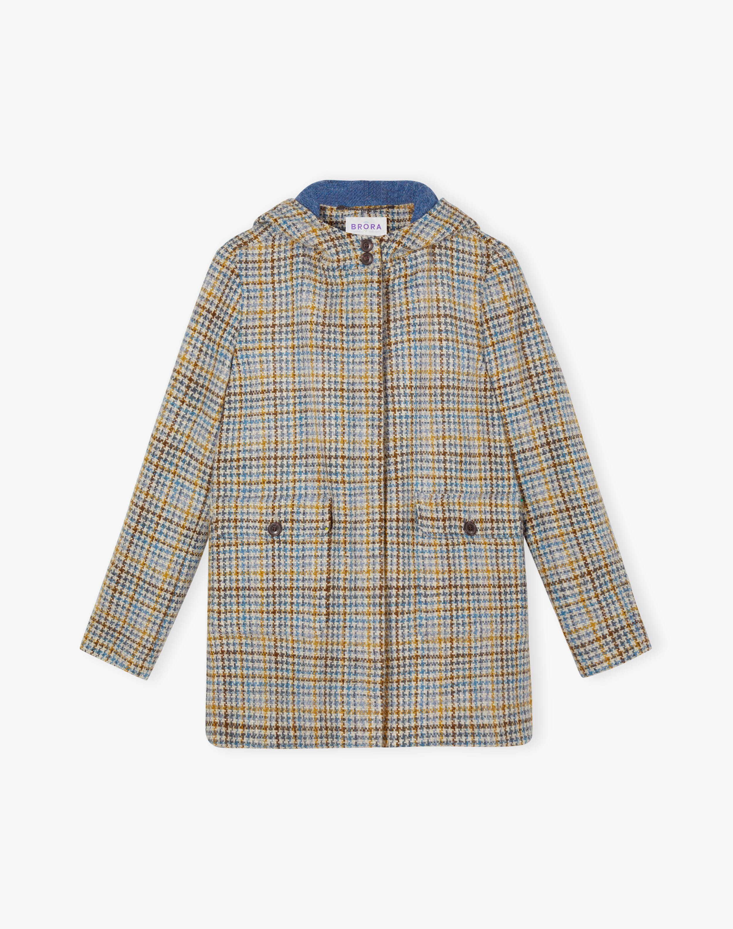 Women's Harris Tweed Hooded Coat in Mustard | Brora Sale