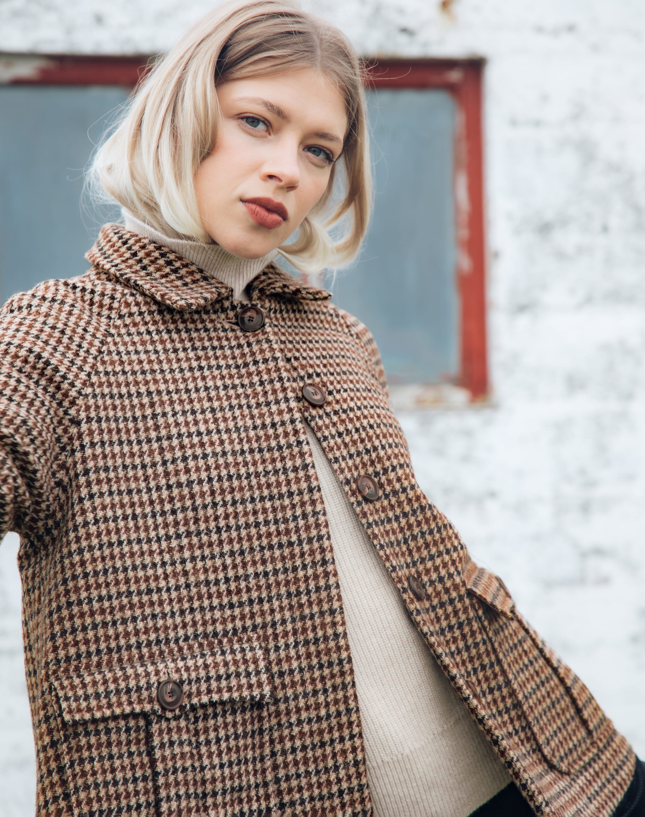 Harris Tweed Swing Jacket | Conker & Oatmeal | Brora Clearance