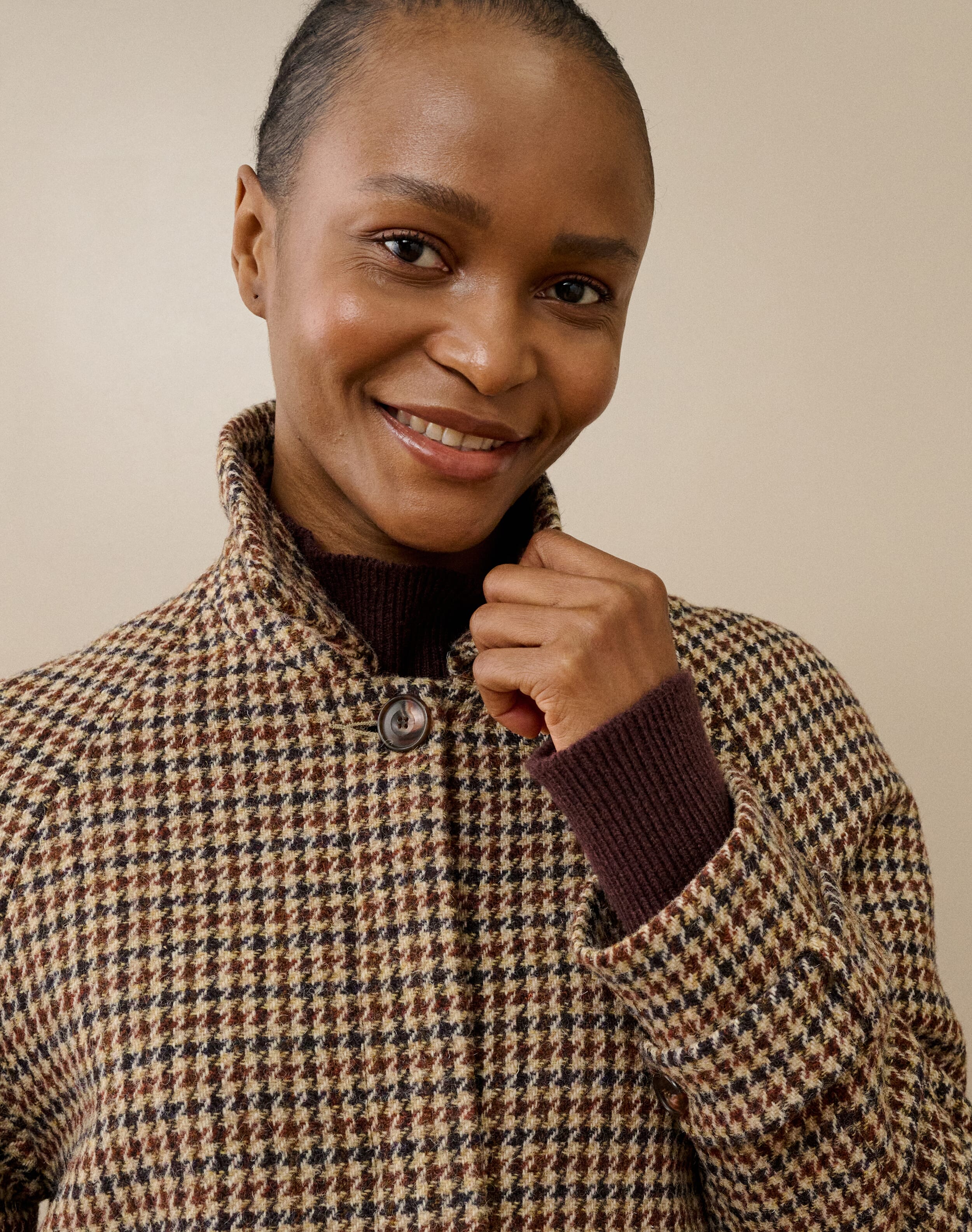 Harris Tweed Swing Jacket | Conker & Oatmeal | Brora Clearance