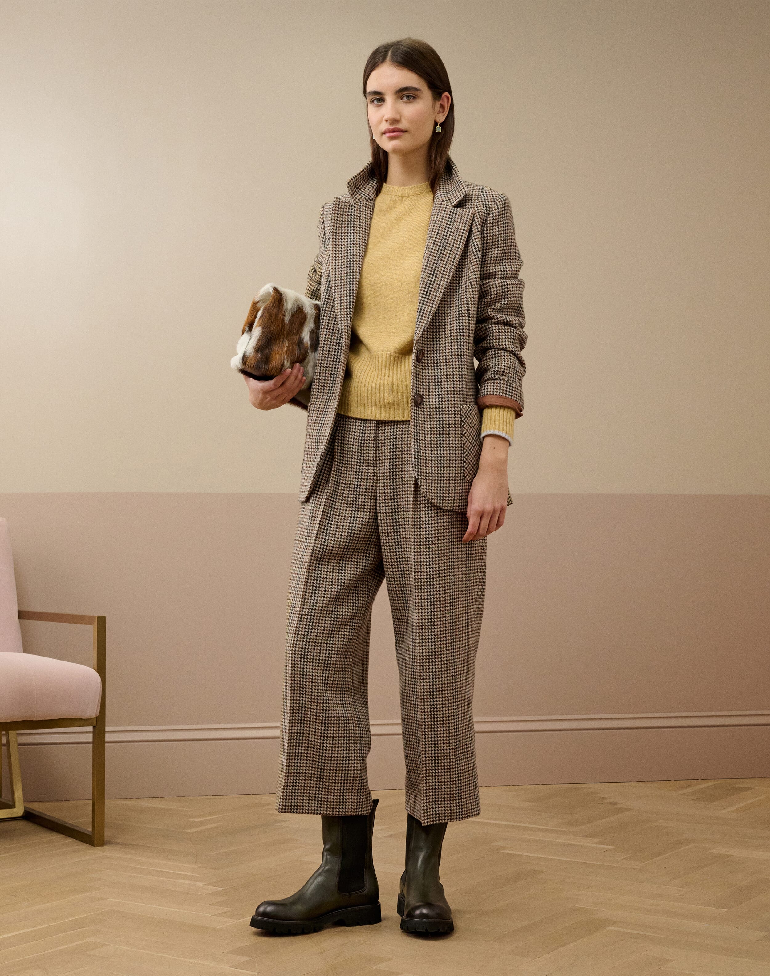 Houndstooth Wool Blazer in Chocolate & Oatmeal | Brora Black Friday